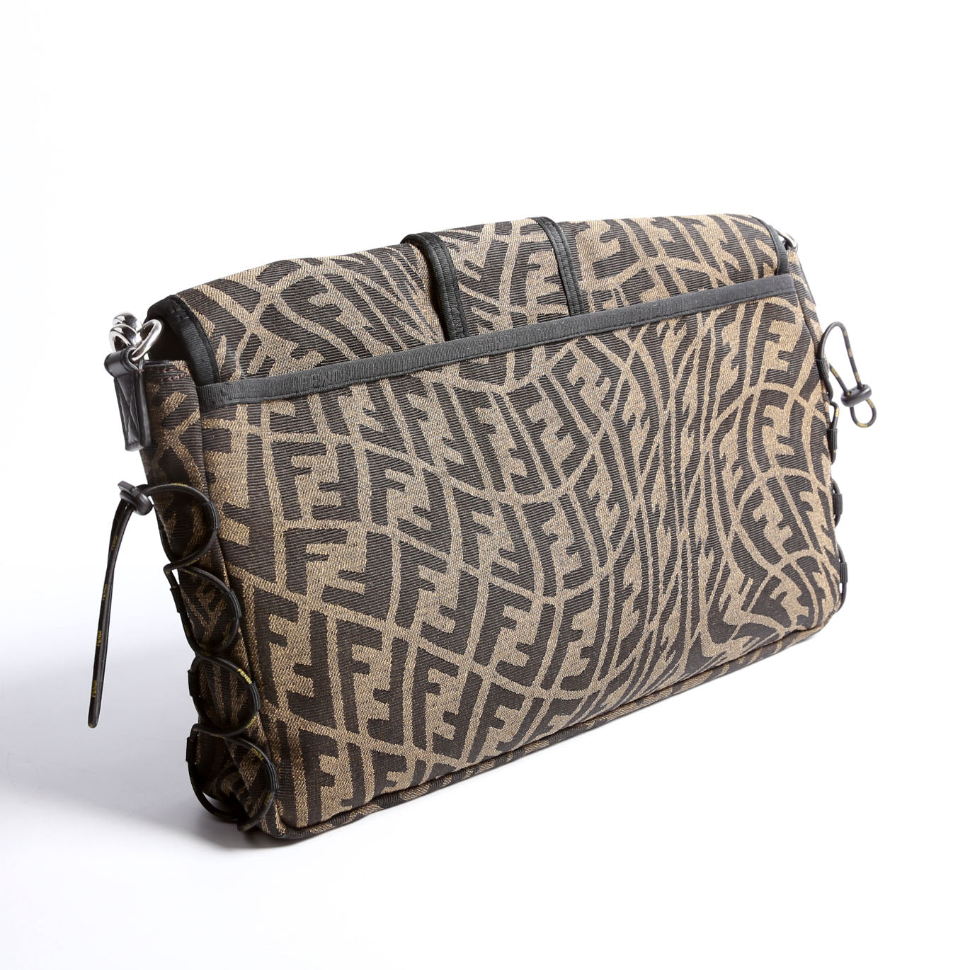 FF Zucca/Mesh Vertigo Baguette Satchel Large Black/Brown