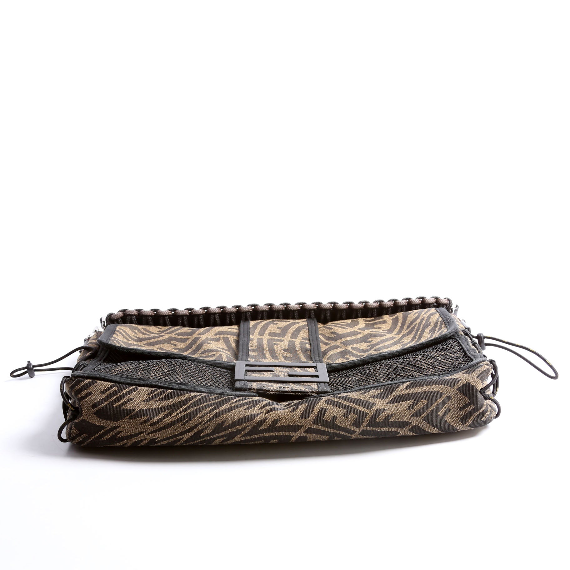 FF Zucca/Mesh Vertigo Baguette Satchel Large Black/Brown