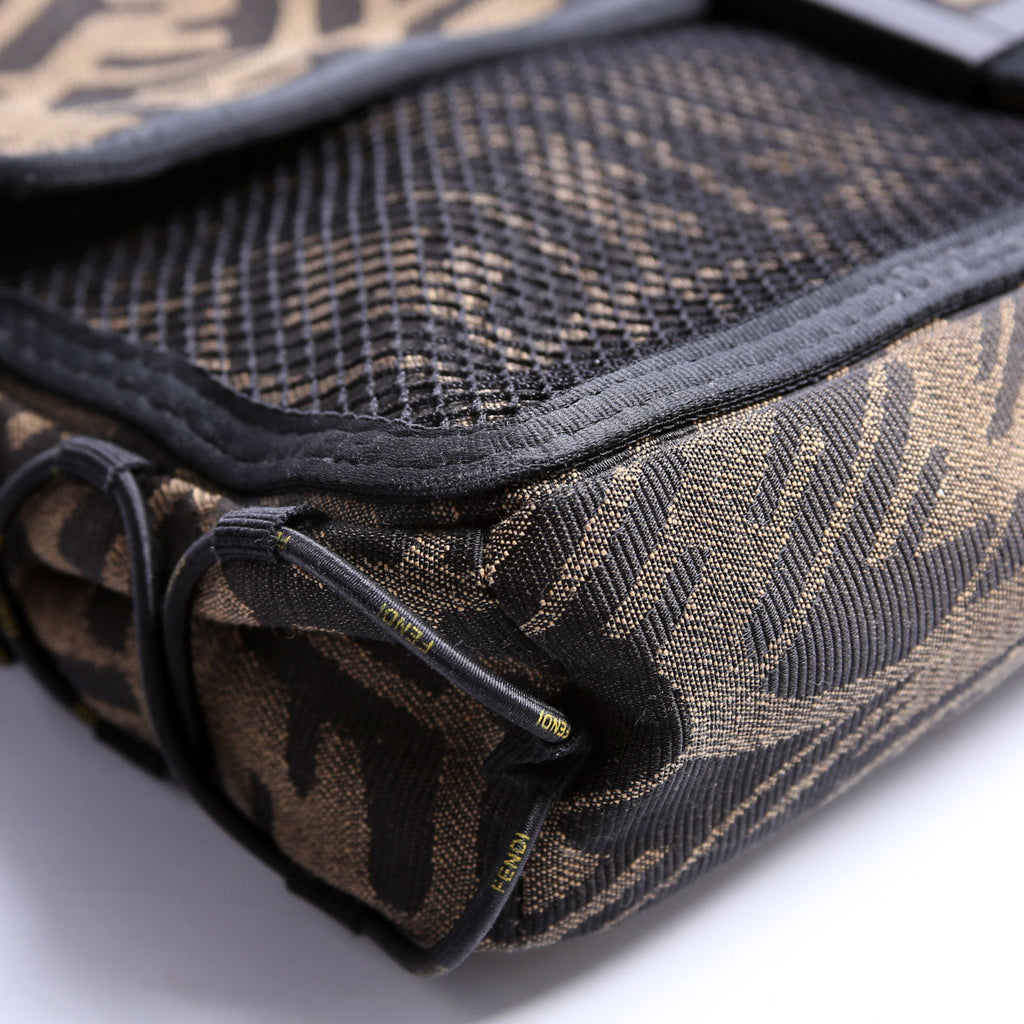 FF Zucca/Mesh Vertigo Baguette Satchel Large Black/Brown