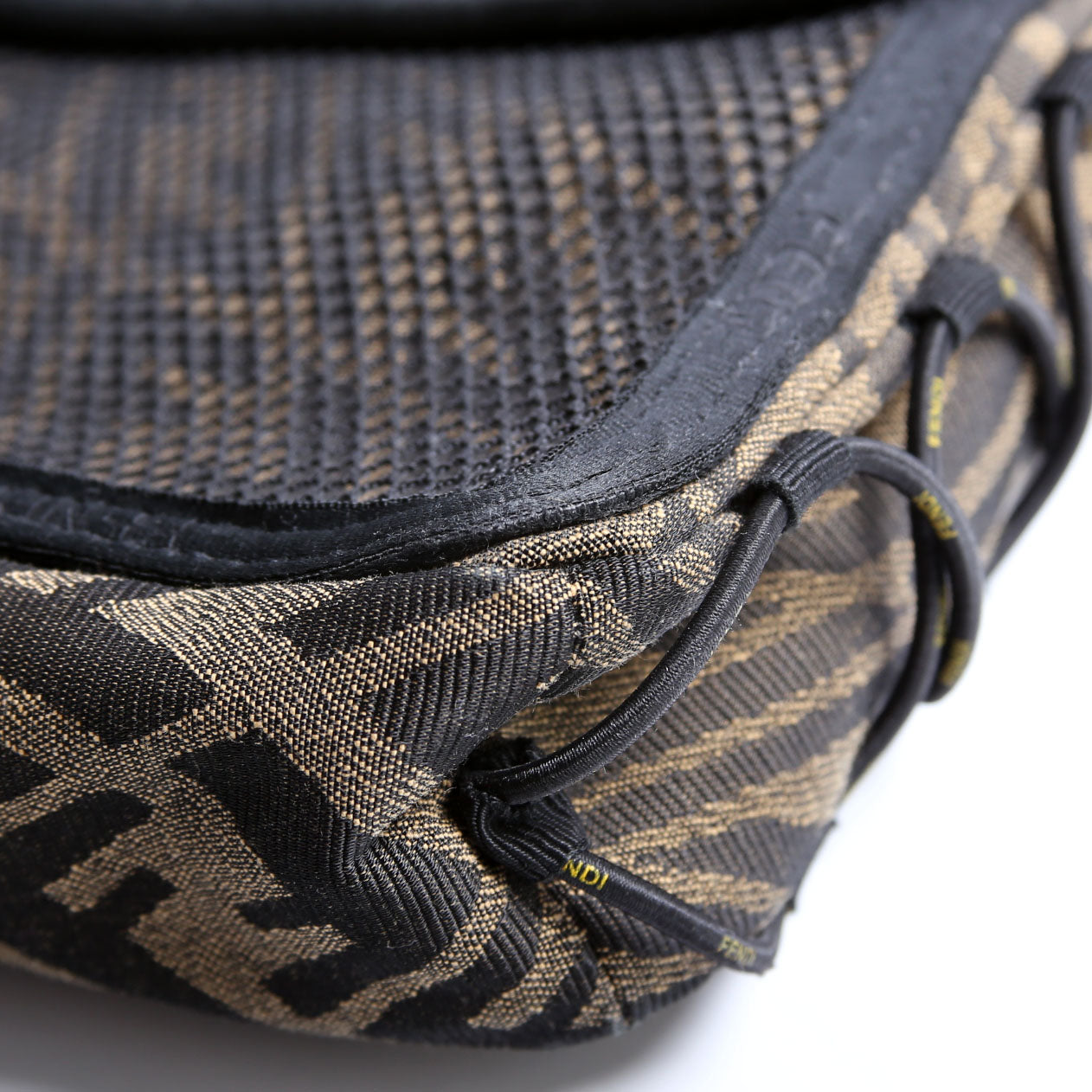 FF Zucca/Mesh Vertigo Baguette Satchel Large Black/Brown