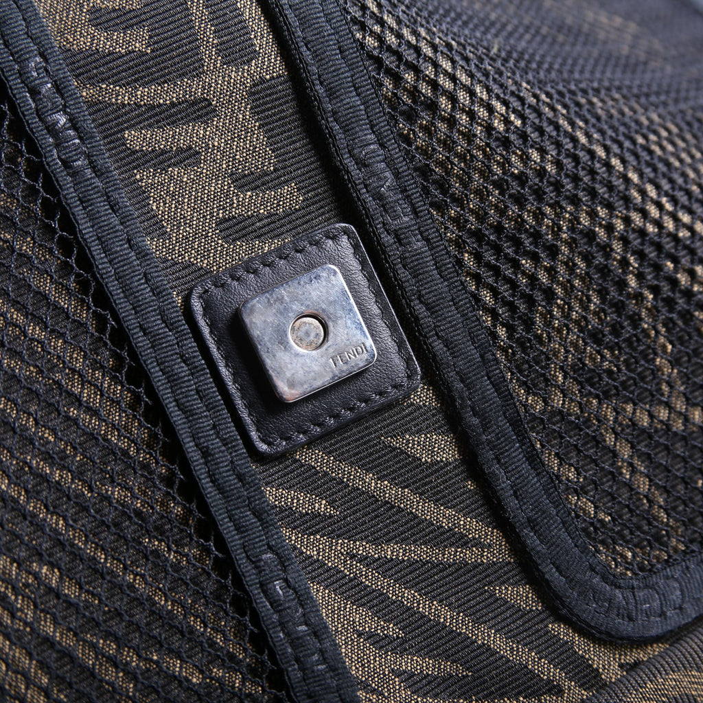 FF Zucca/Mesh Vertigo Baguette Satchel Large Black/Brown
