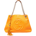 308982 Soho Leather Shoulder Medium Tangerine