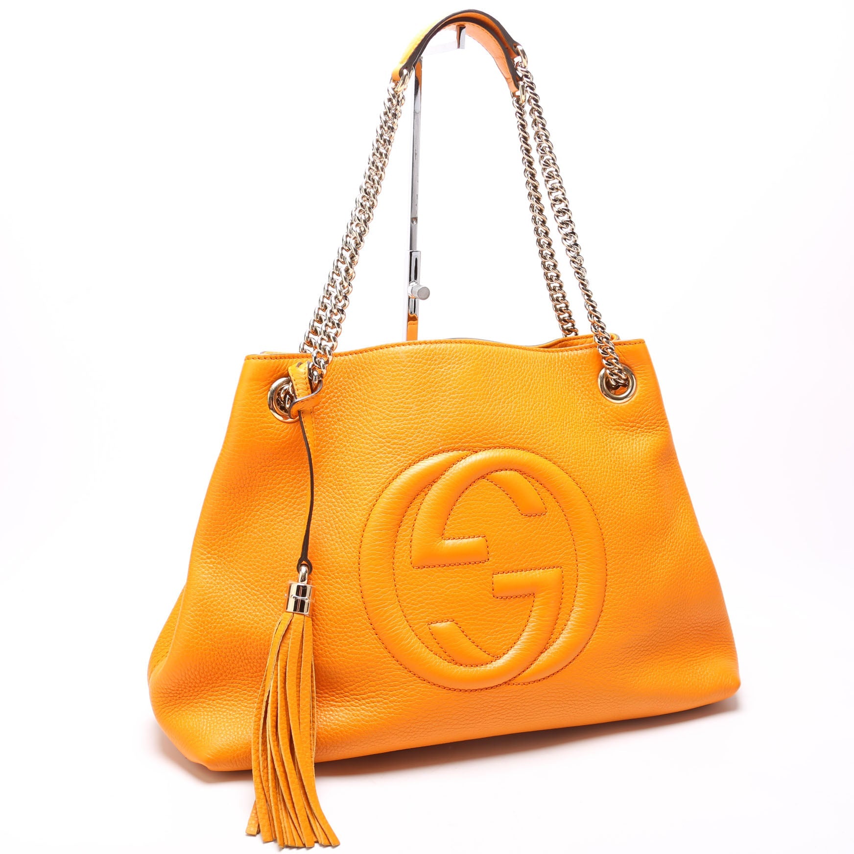 308982 Soho Leather Shoulder Medium Tangerine
