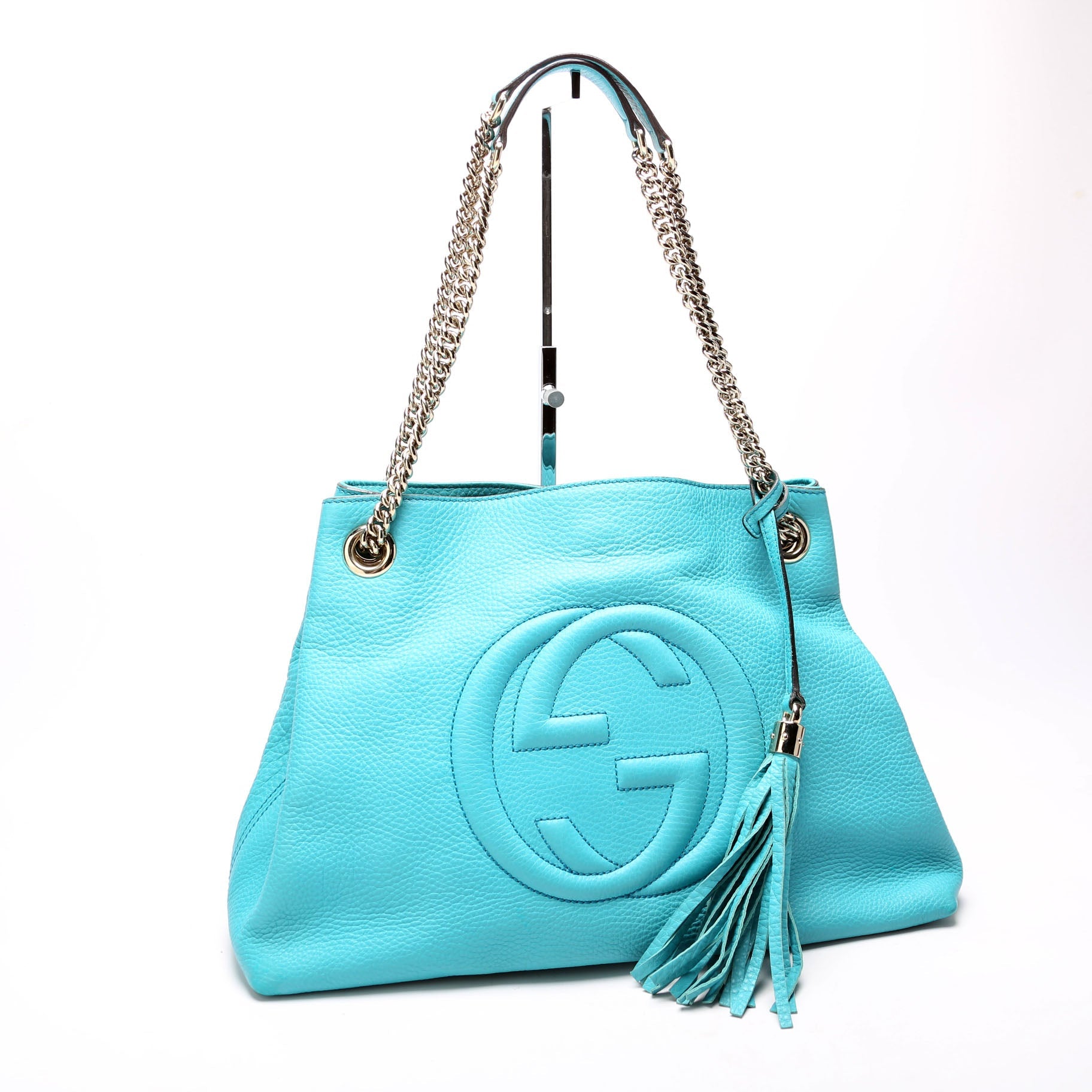 308982 Soho Leather Shoulder Medium Teal