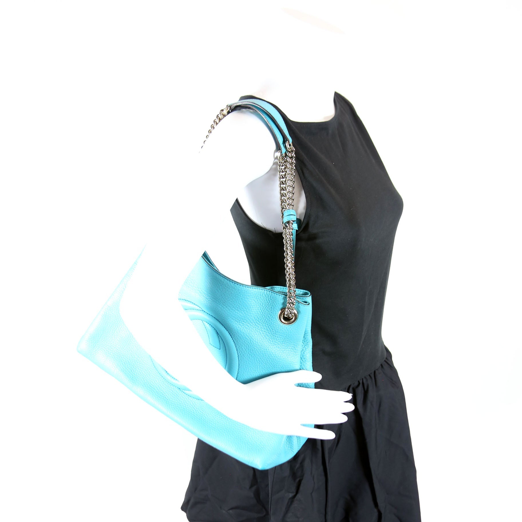 308982 Soho Leather Shoulder Medium Teal
