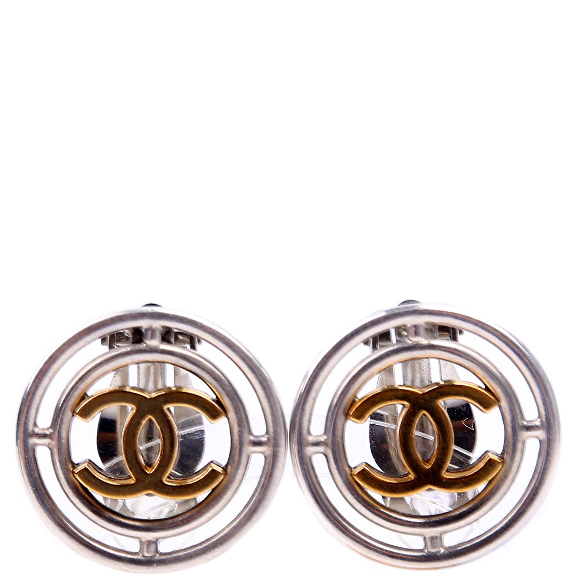 Coco Mark Round Clip On Earrings Silver/Gold