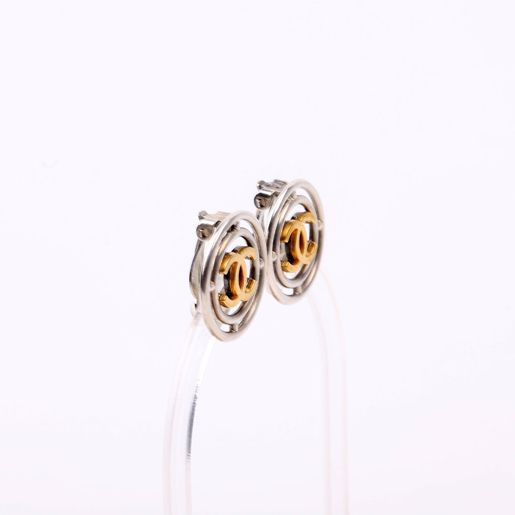 Coco Mark Round Clip On Earrings Silver/Gold