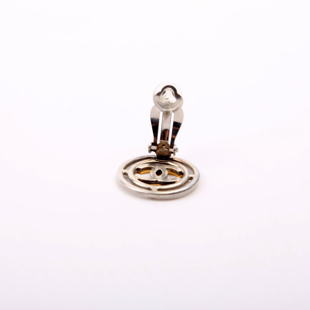 Coco Mark Round Clip On Earrings Silver/Gold