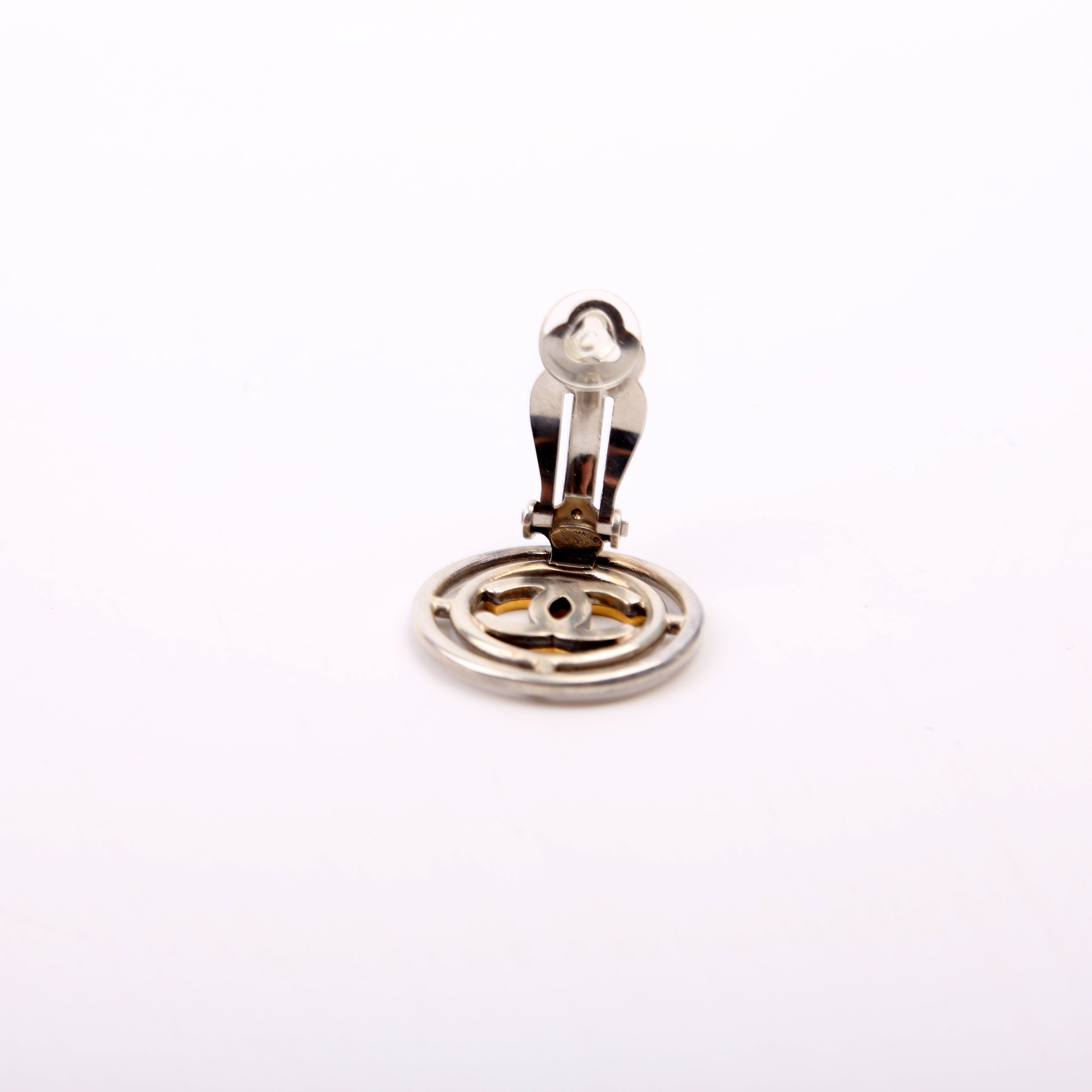 Coco Mark Round Clip On Earrings Silver/Gold