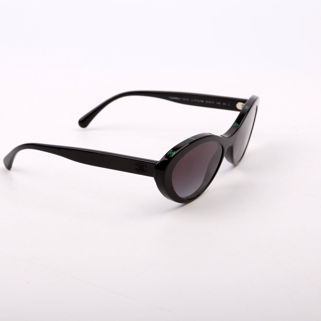 5416 Oval Acetate Polarized Sunglasses Black
