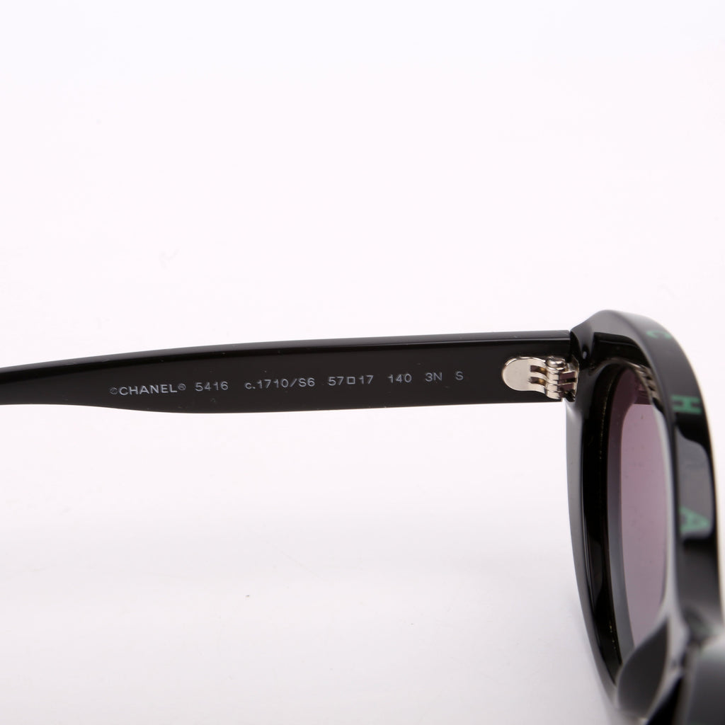 5416 Oval Acetate Polarized Sunglasses Black