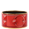 Hermes Printed Enamel Extra Wide Bangle Bracelet Gold/Red