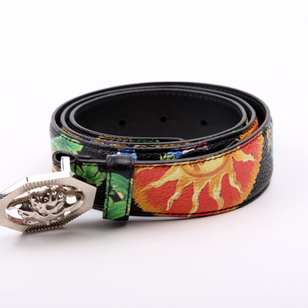 Medusa Buckle Print Belt Size 85/34 Multicolor
