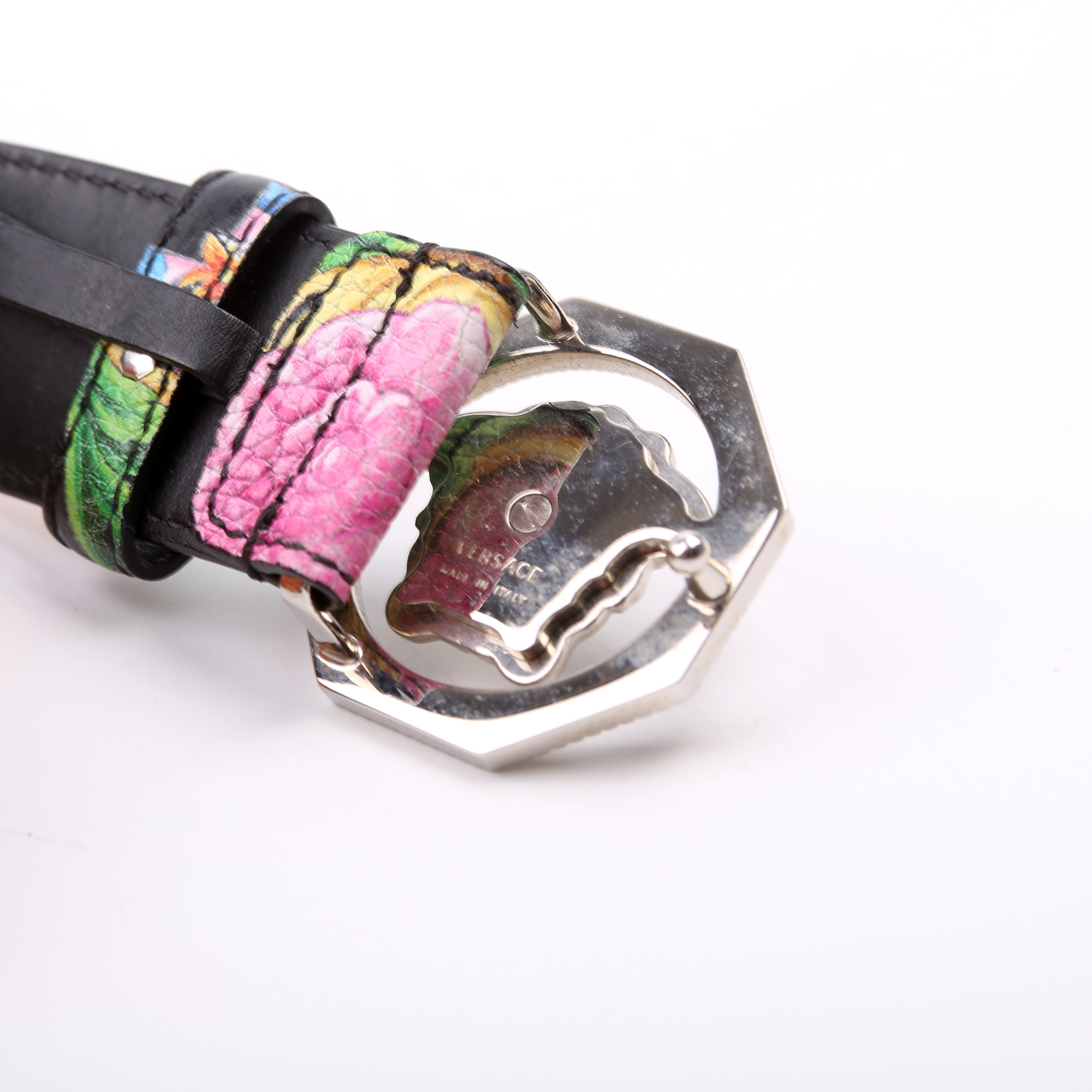 Medusa Buckle Print Belt Size 85/34 Multicolor