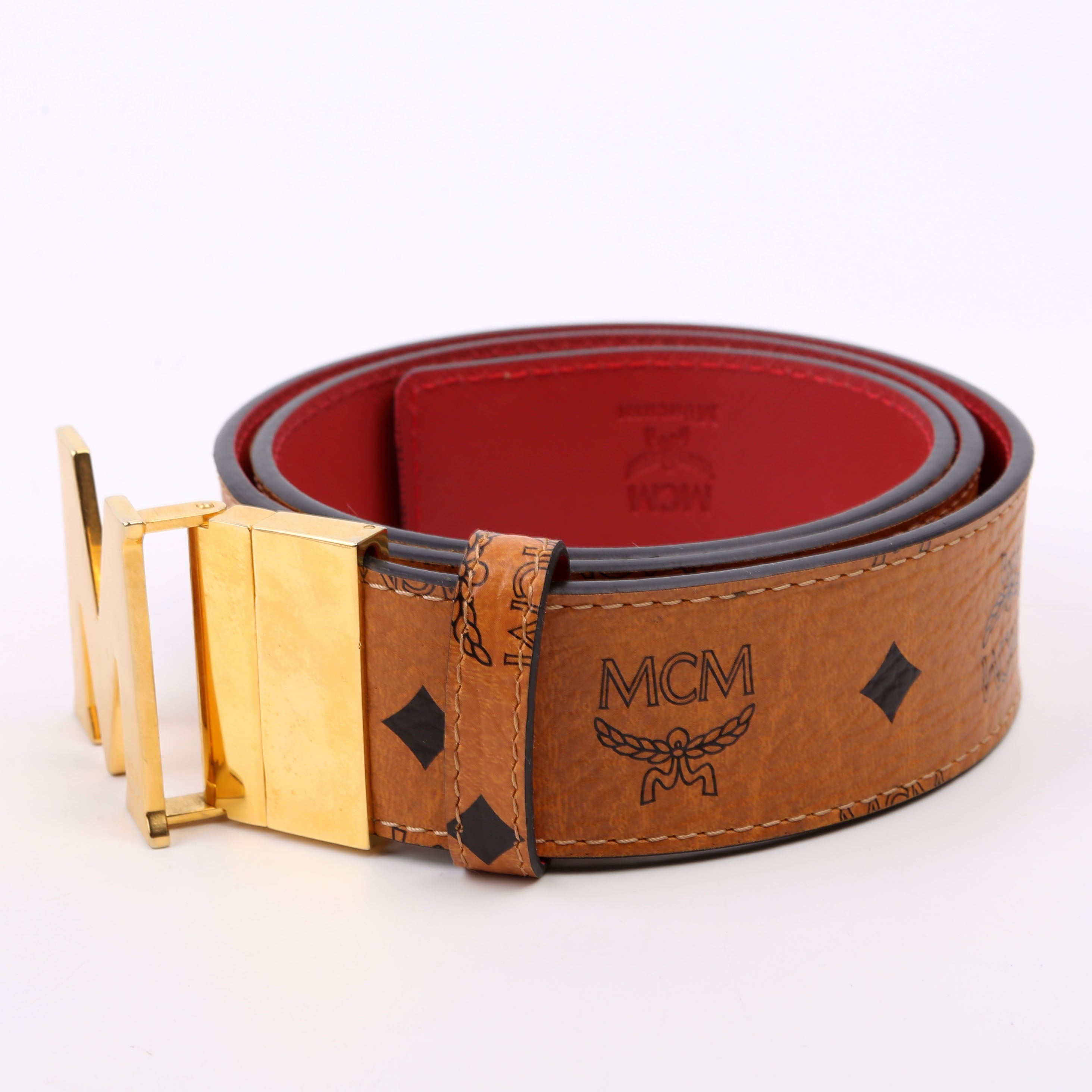 Claus M Reversible Visetos Belt Size 85/34 Tan/Red