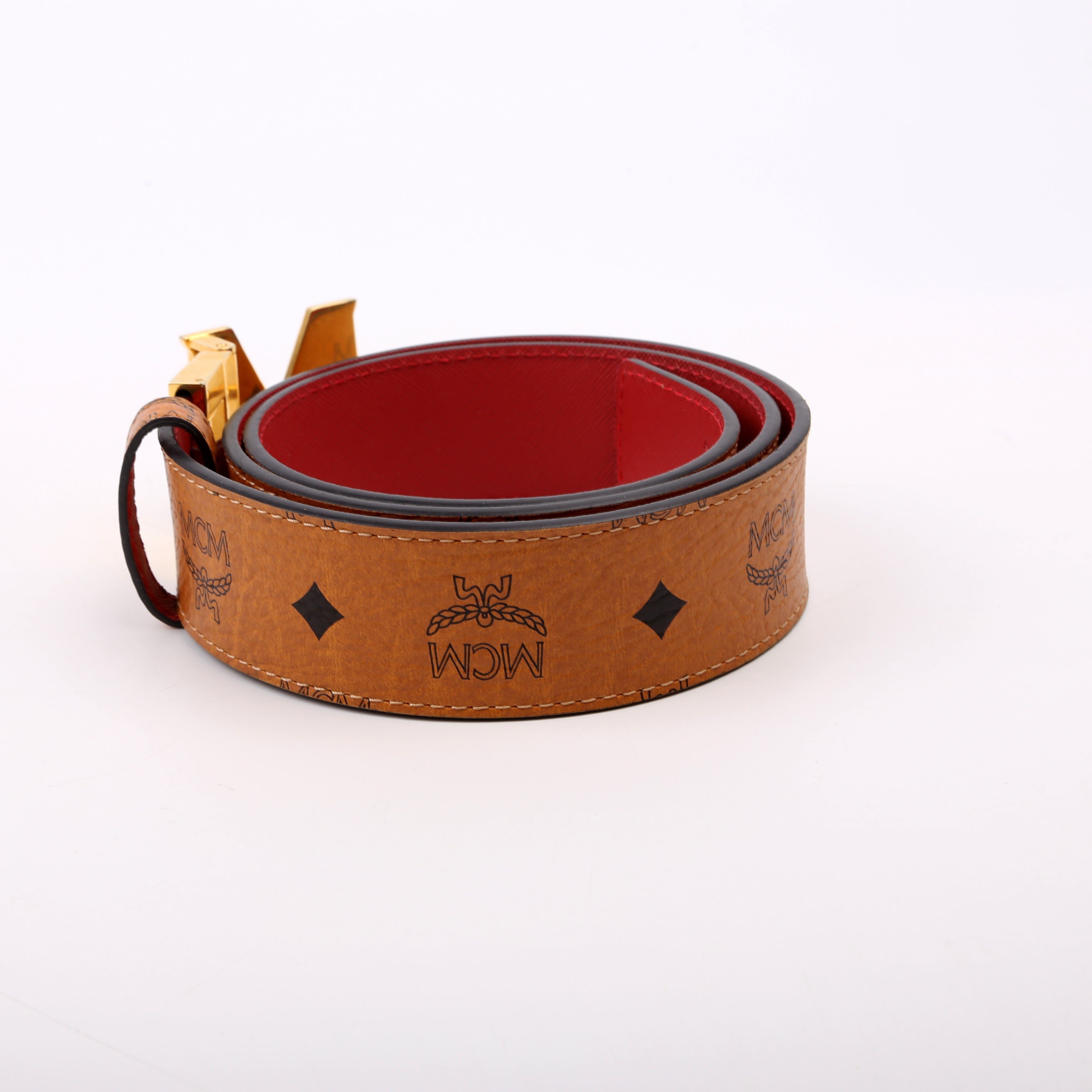 Claus M Reversible Visetos Belt Size 85/34 Tan/Red