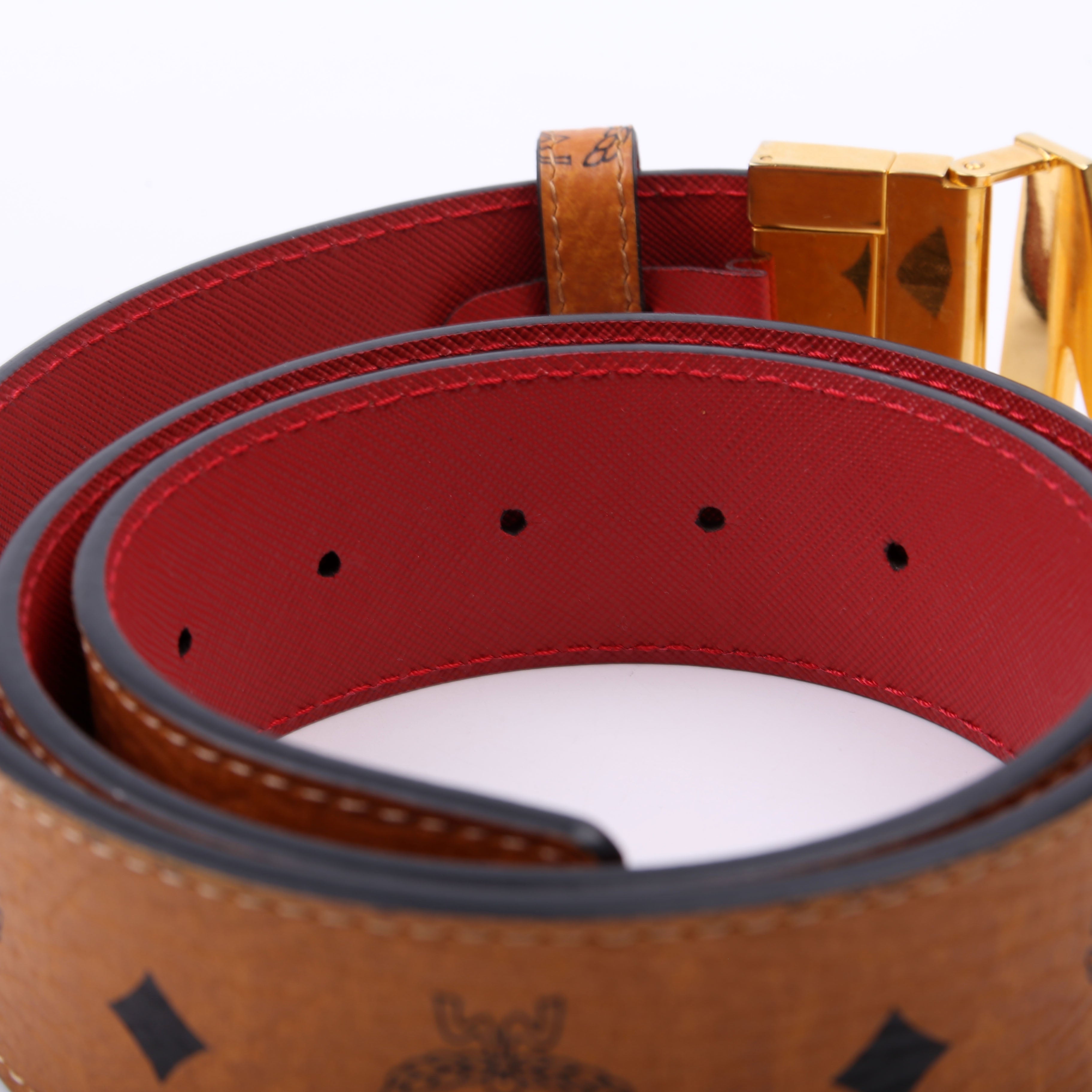 Claus M Reversible Visetos Belt Size 85/34 Tan/Red