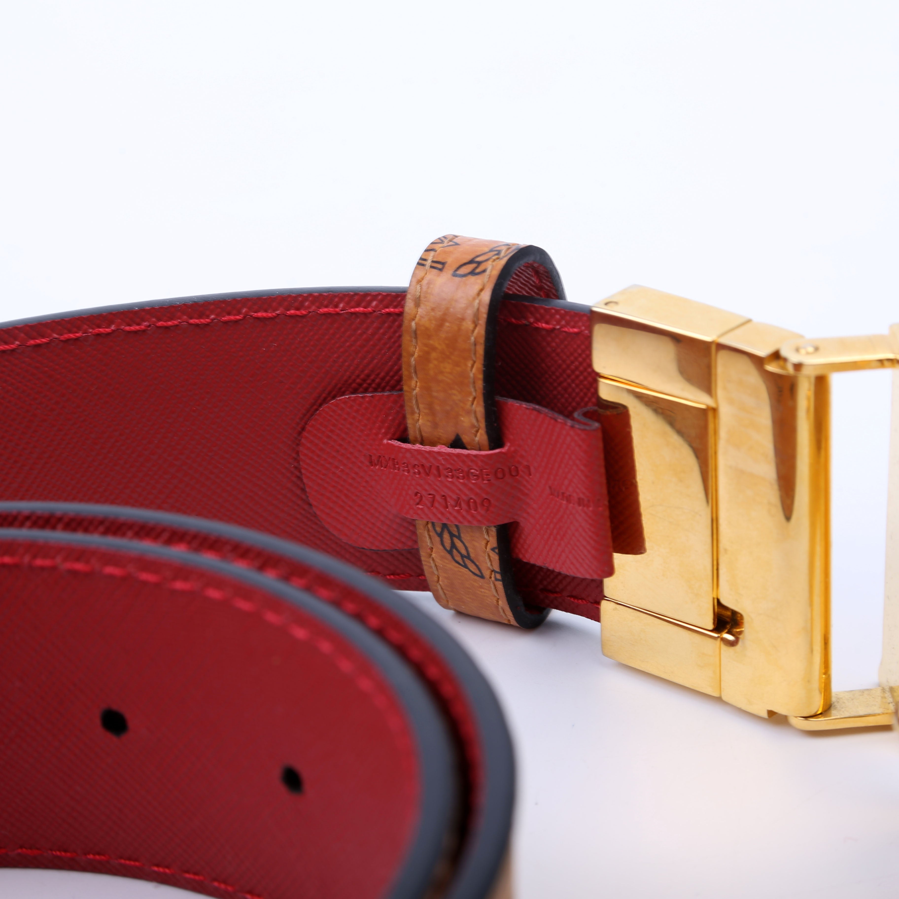 Claus M Reversible Visetos Belt Size 85/34 Tan/Red