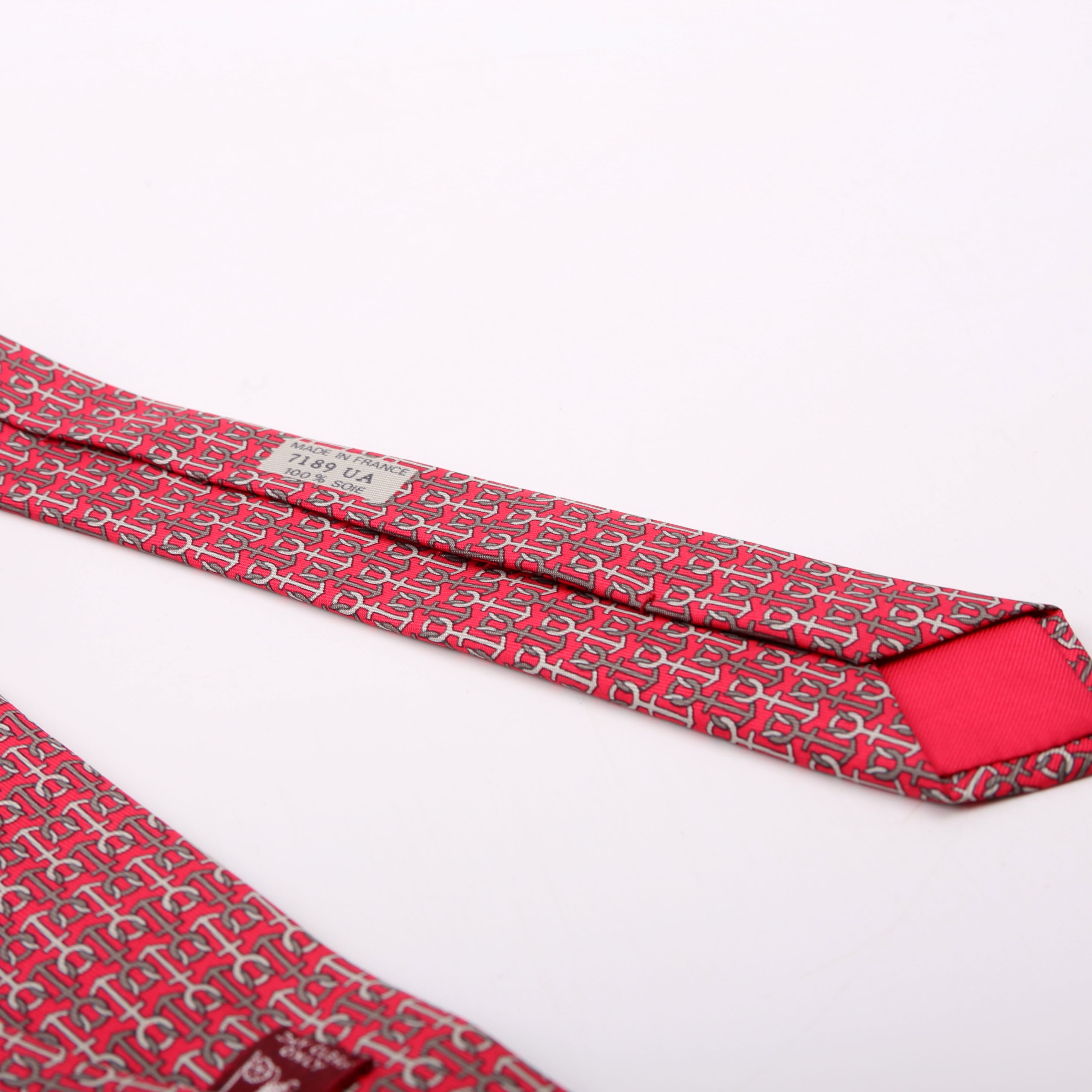 Anchor Pattern Silk Tie Red/Grey