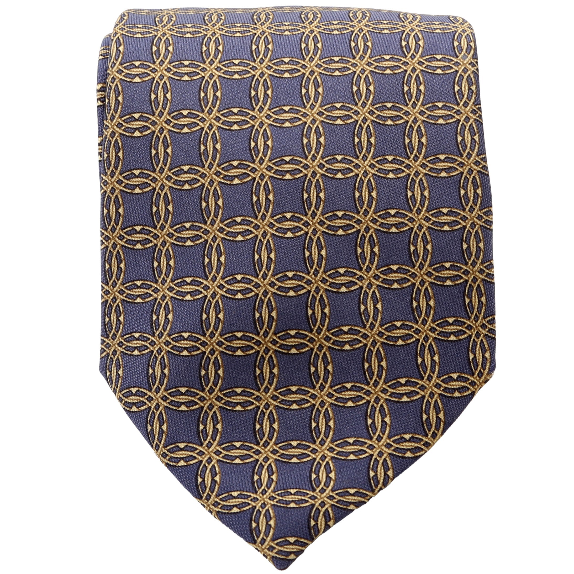 Interlock Circle Pattern Silk Tie Teal/Yellow