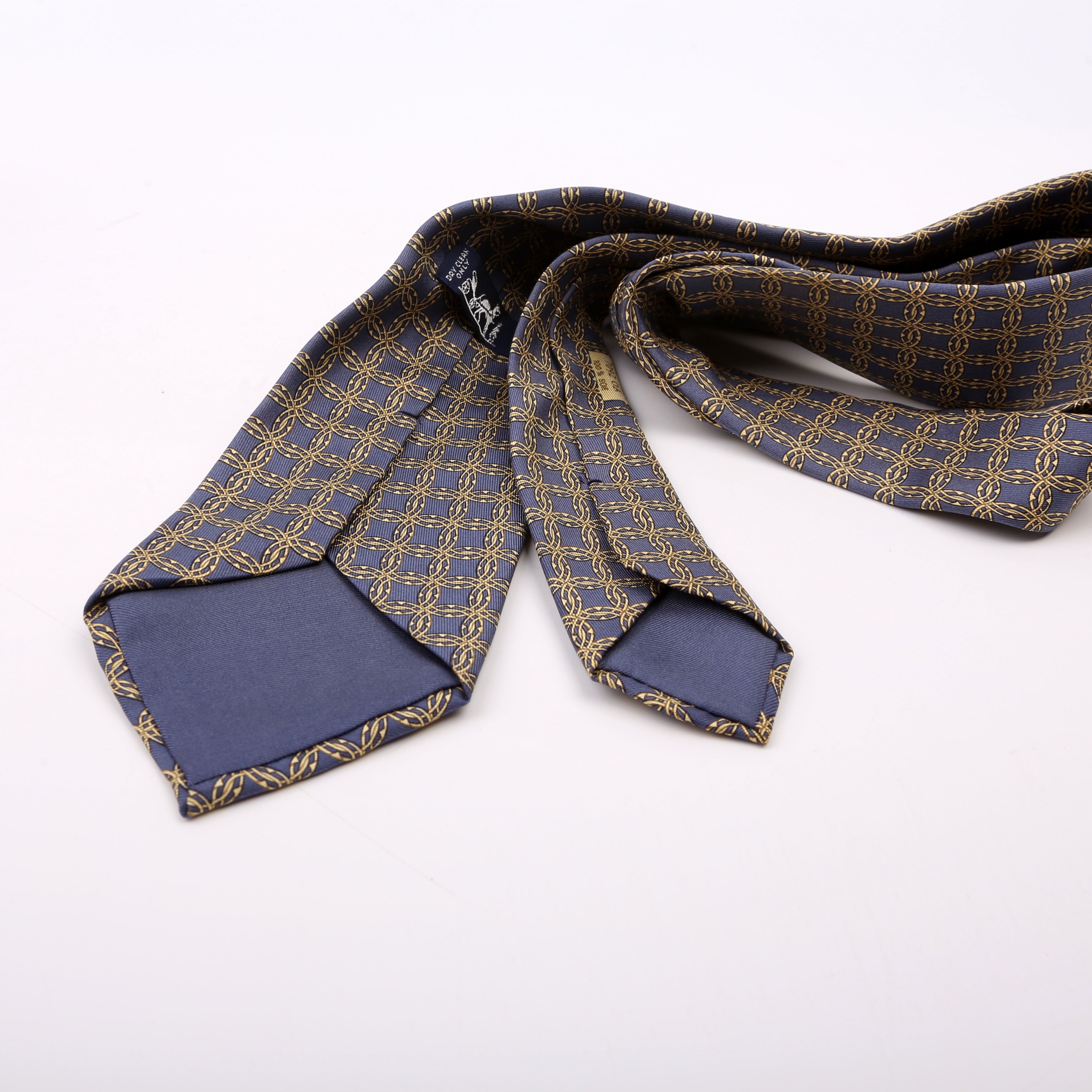 Interlock Circle Pattern Silk Tie Teal/Yellow