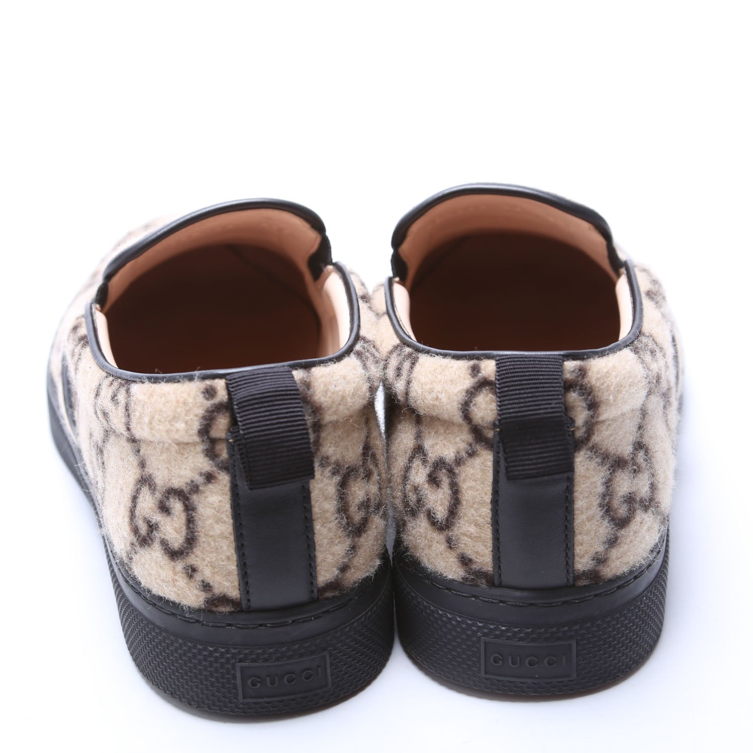 Gucci GG Wool Dublin Slip On Sneakers Men's Size 10 Tan/Black