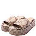 GG Maxi Canvas Platform Slides Size 37.5 Brown