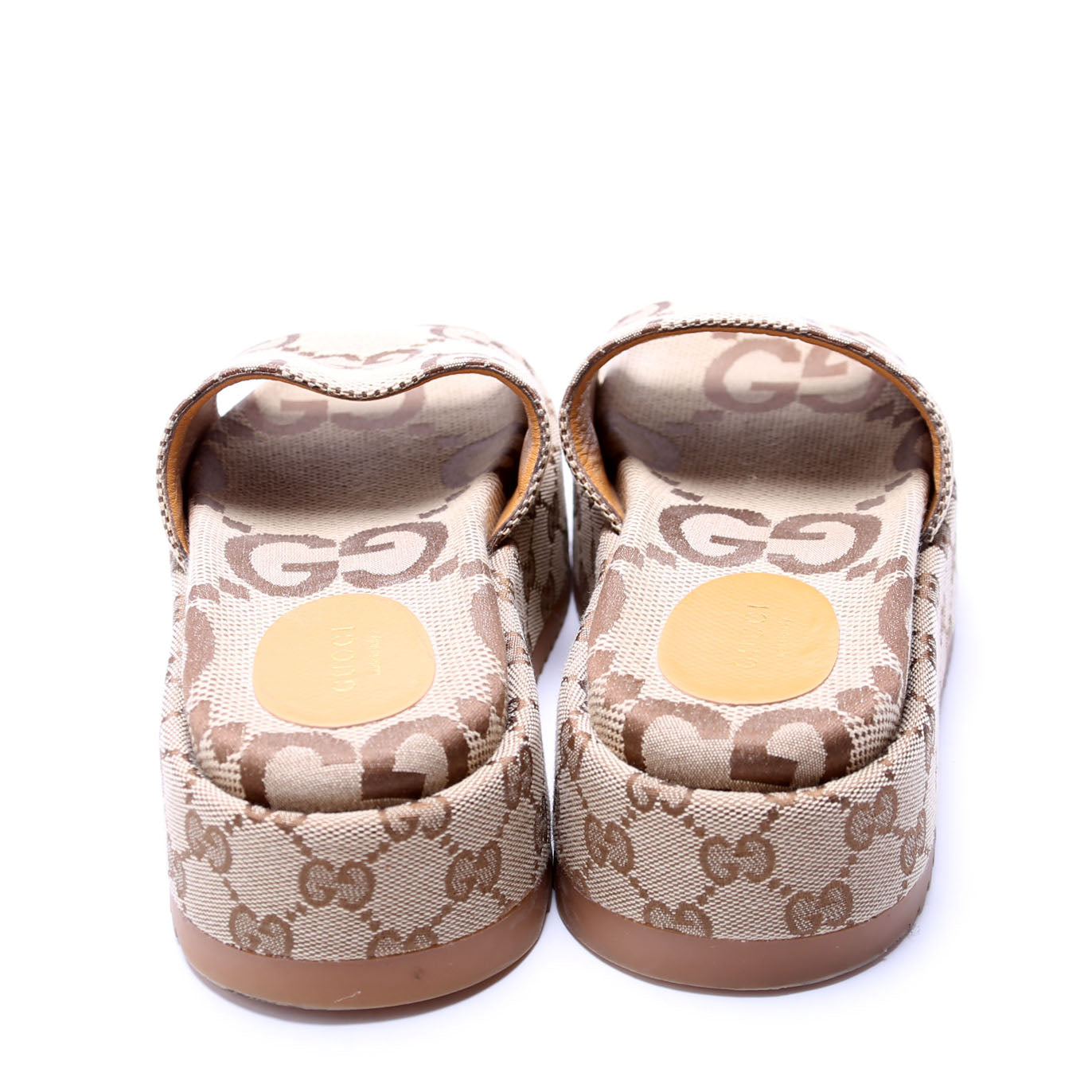 GG Maxi Canvas Platform Slides Size 37.5 Brown