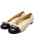 CC Turnlock Quilted Leather Ballet Flats Size 41 Beige/Black