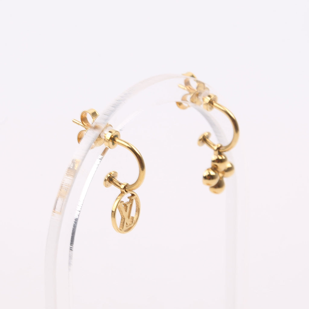 Blooming Drop Charm Earrings Gold