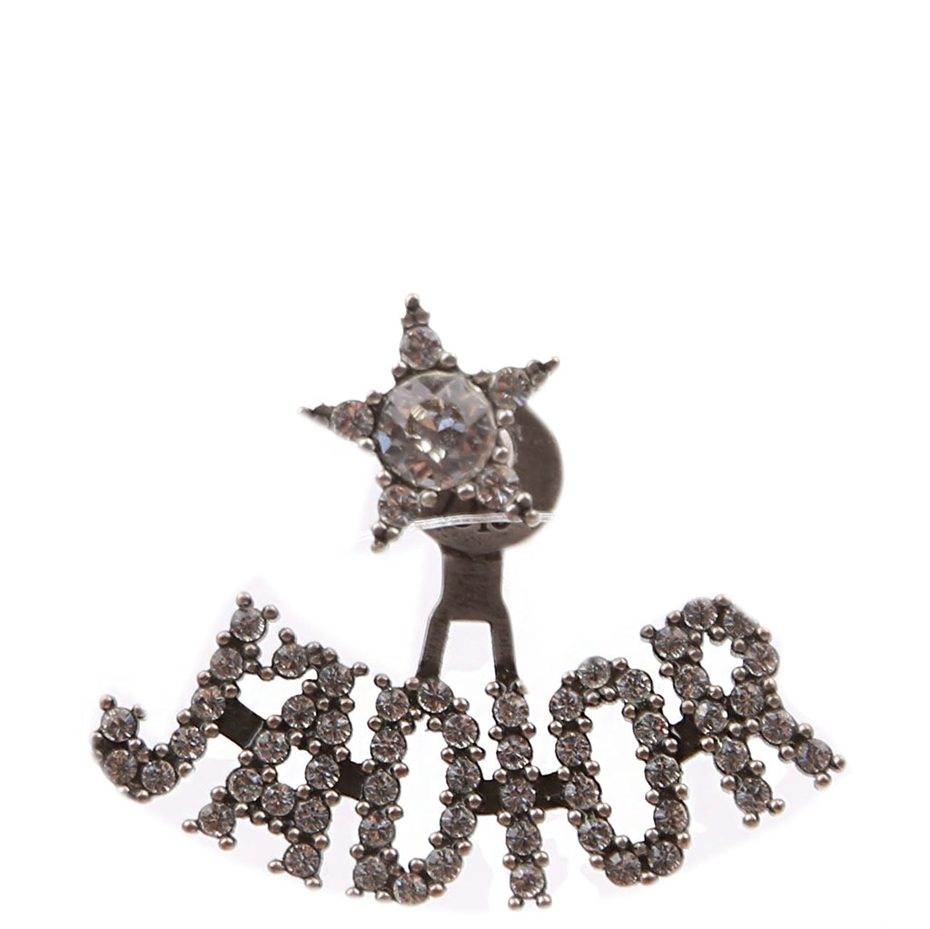 Dior J'Adior Crystal Single Stud Earrings Gunmetal