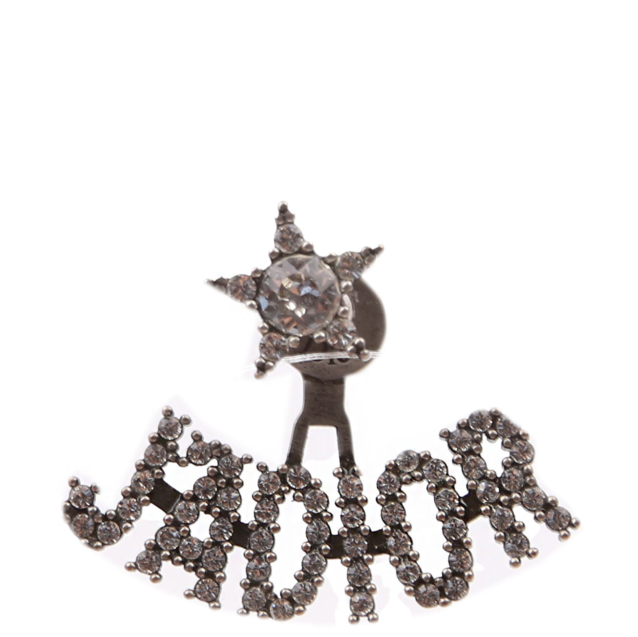 Dior J'Adior Crystal Single Stud Earrings Gunmetal
