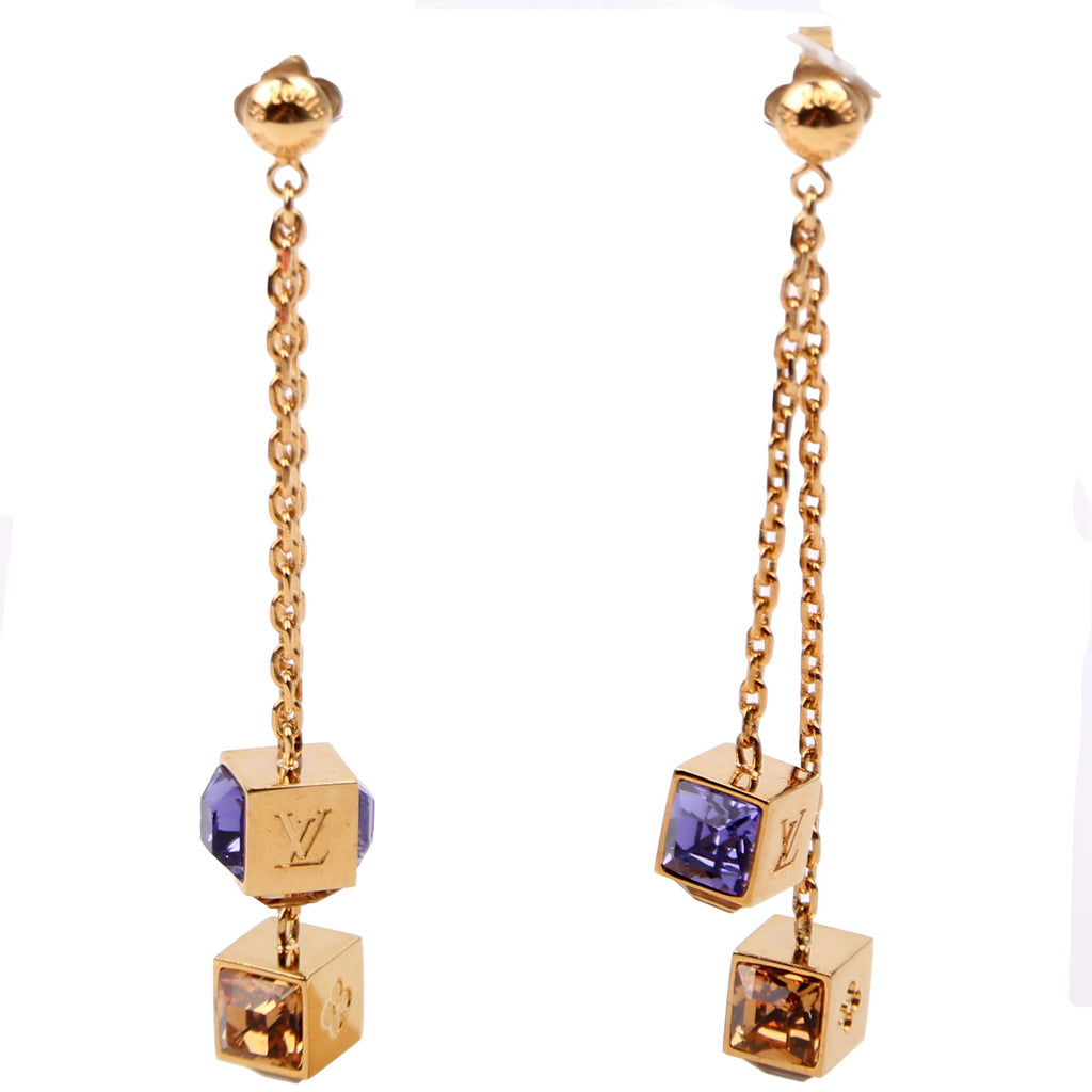 Gamble Swarovski Crystal Drop Earrings Gold/Purple