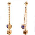Gamble Swarovski Crystal Drop Earrings Gold/Purple