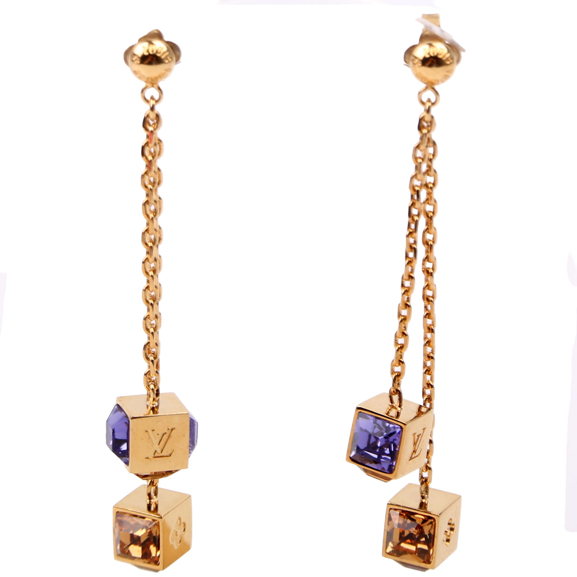 Gamble Swarovski Crystal Drop Earrings Gold/Purple