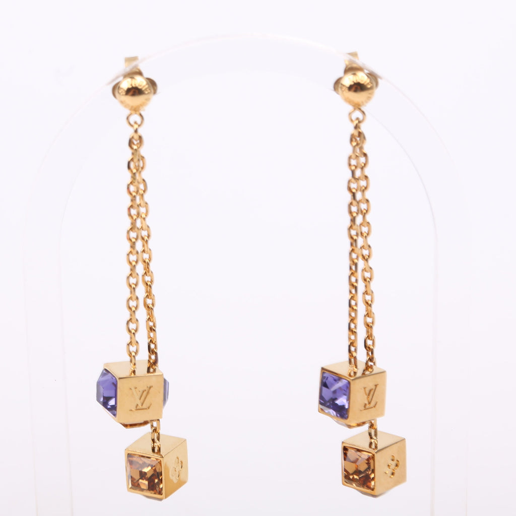 Gamble Swarovski Crystal Drop Earrings Gold/Purple