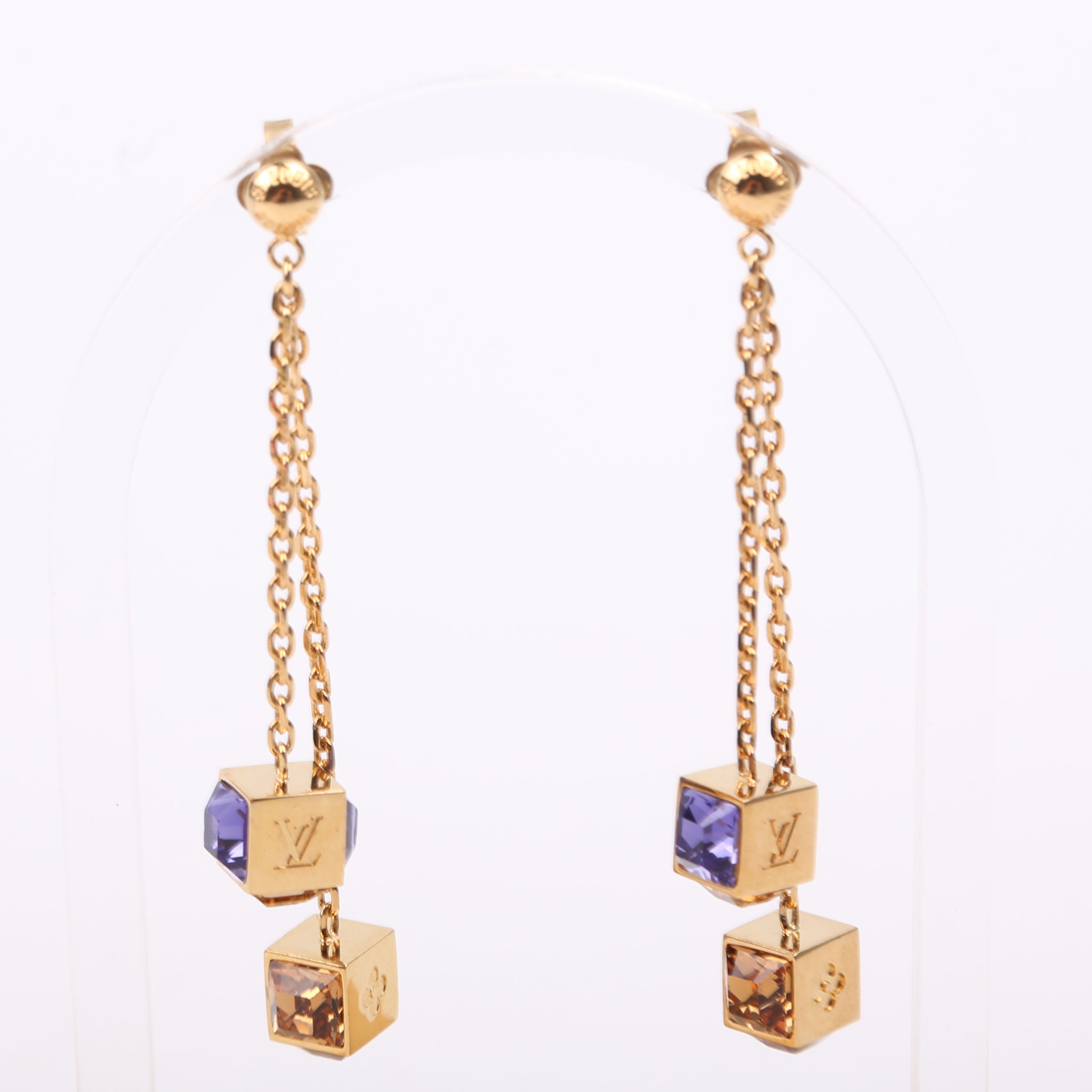 Gamble Swarovski Crystal Drop Earrings Gold/Purple