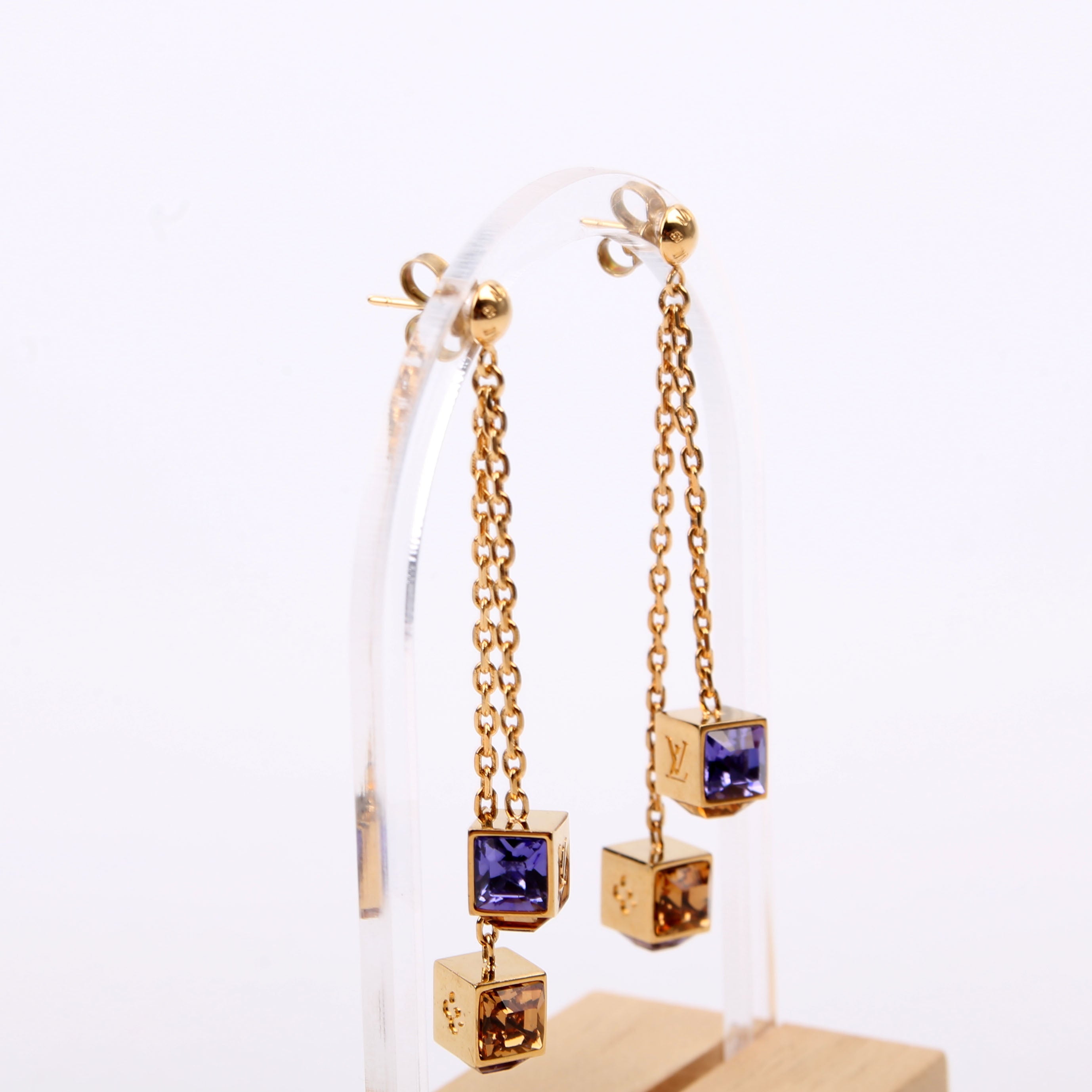 Gamble Swarovski Crystal Drop Earrings Gold/Purple