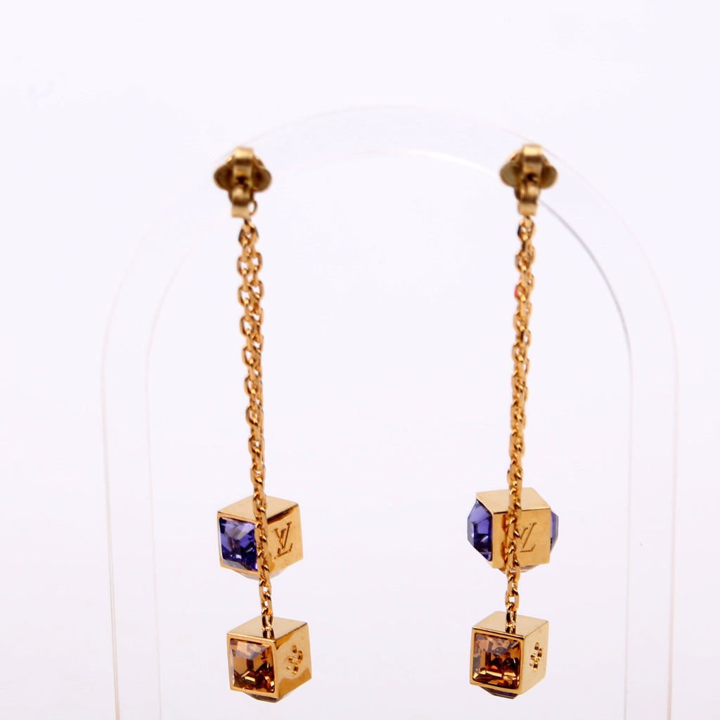 Gamble Swarovski Crystal Drop Earrings Gold/Purple
