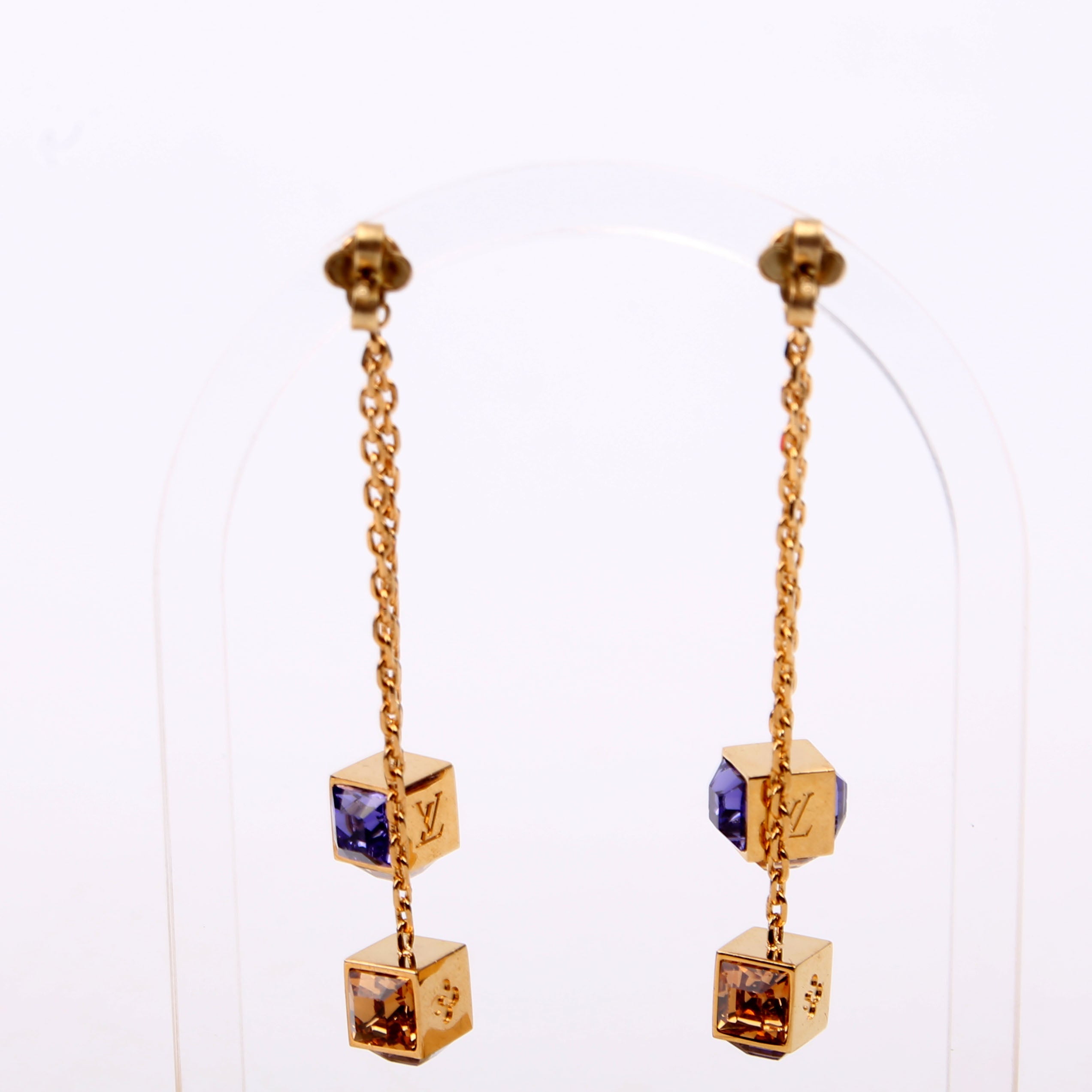 Gamble Swarovski Crystal Drop Earrings Gold/Purple