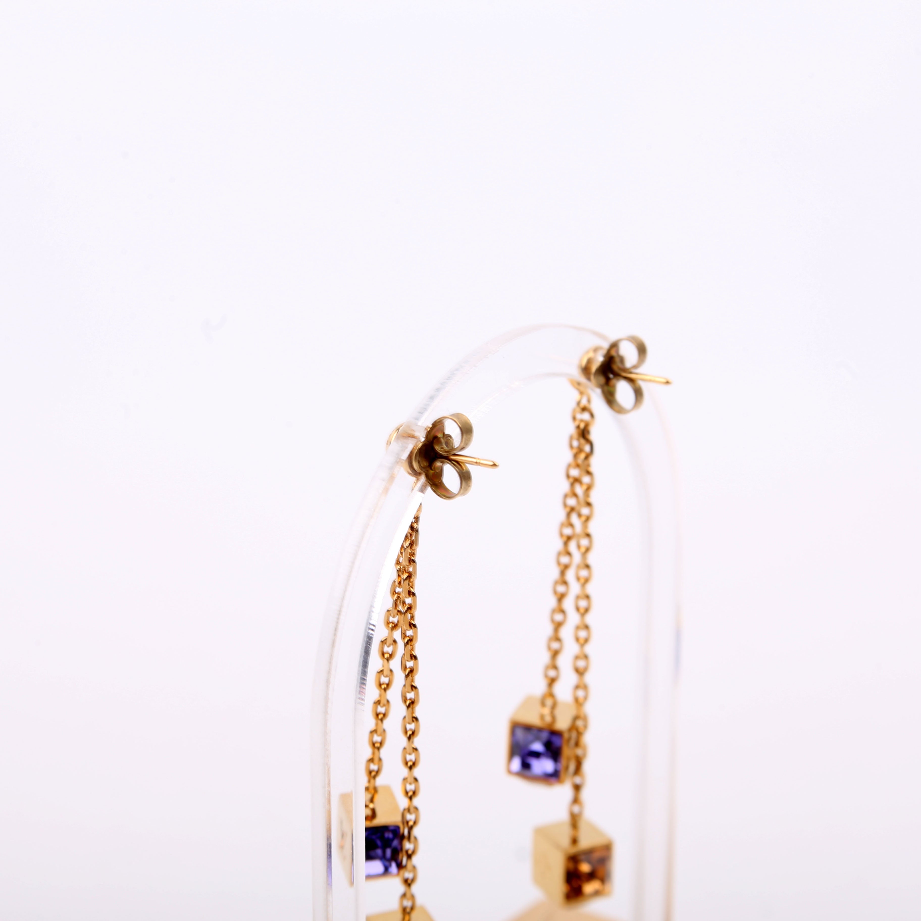 Gamble Swarovski Crystal Drop Earrings Gold/Purple
