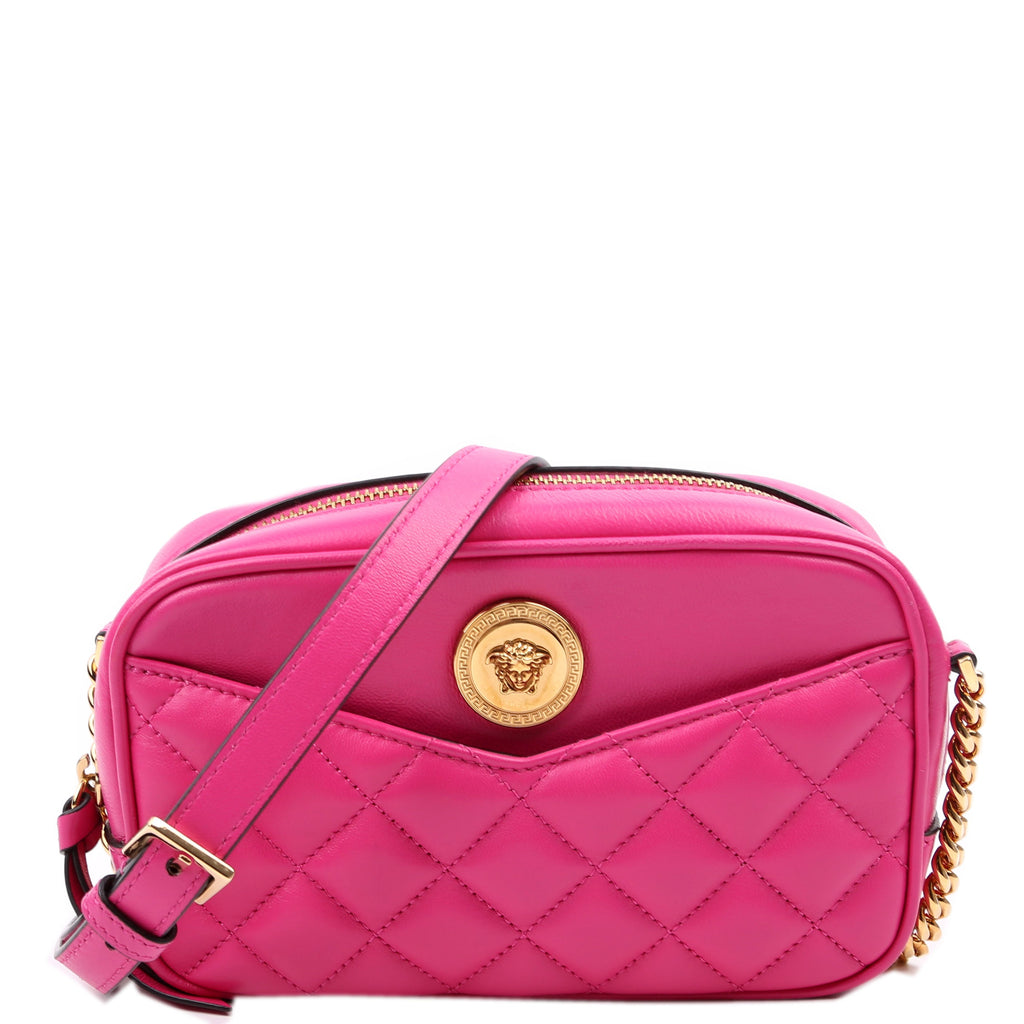 La Medusa Quilted Leather Small Camera Bag Pink