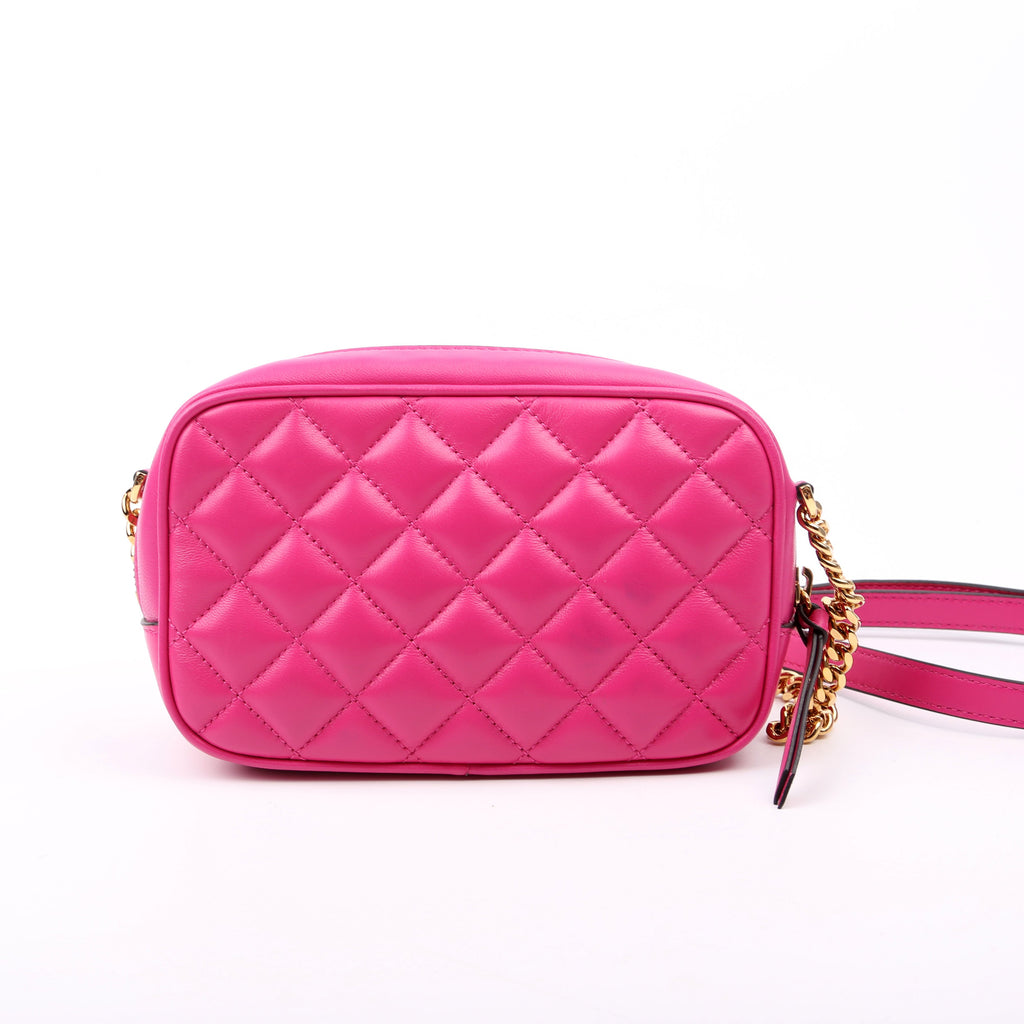 La Medusa Quilted Leather Small Camera Bag Pink
