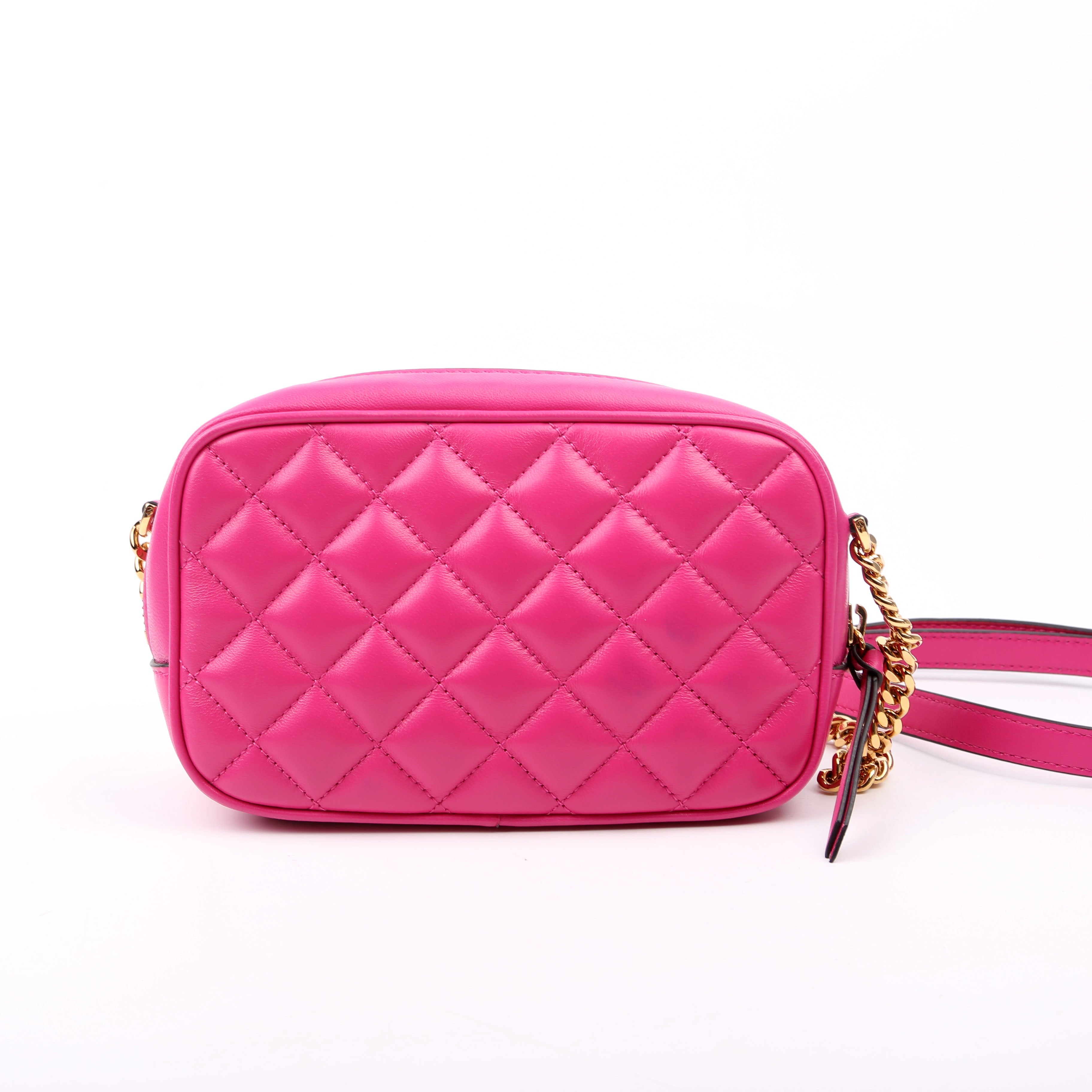 La Medusa Quilted Leather Small Camera Bag Pink
