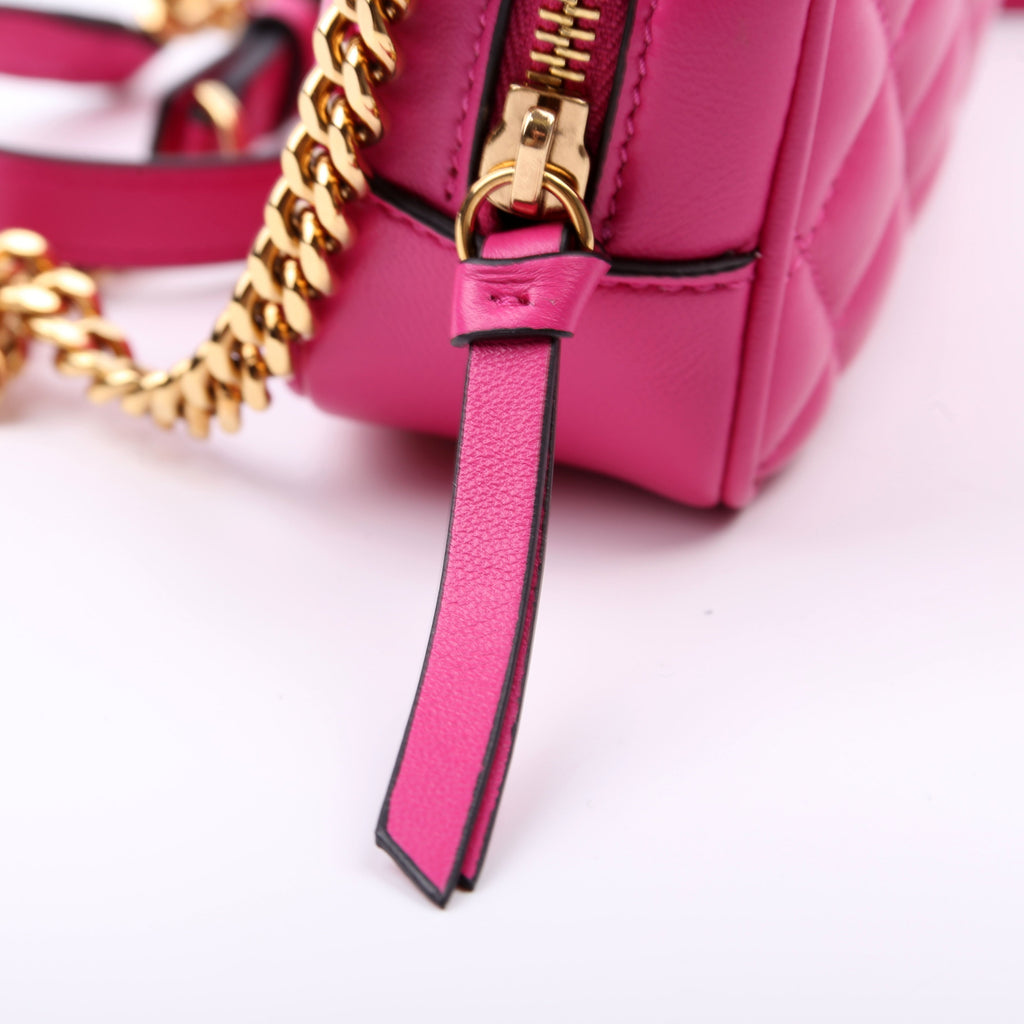 La Medusa Quilted Leather Small Camera Bag Pink