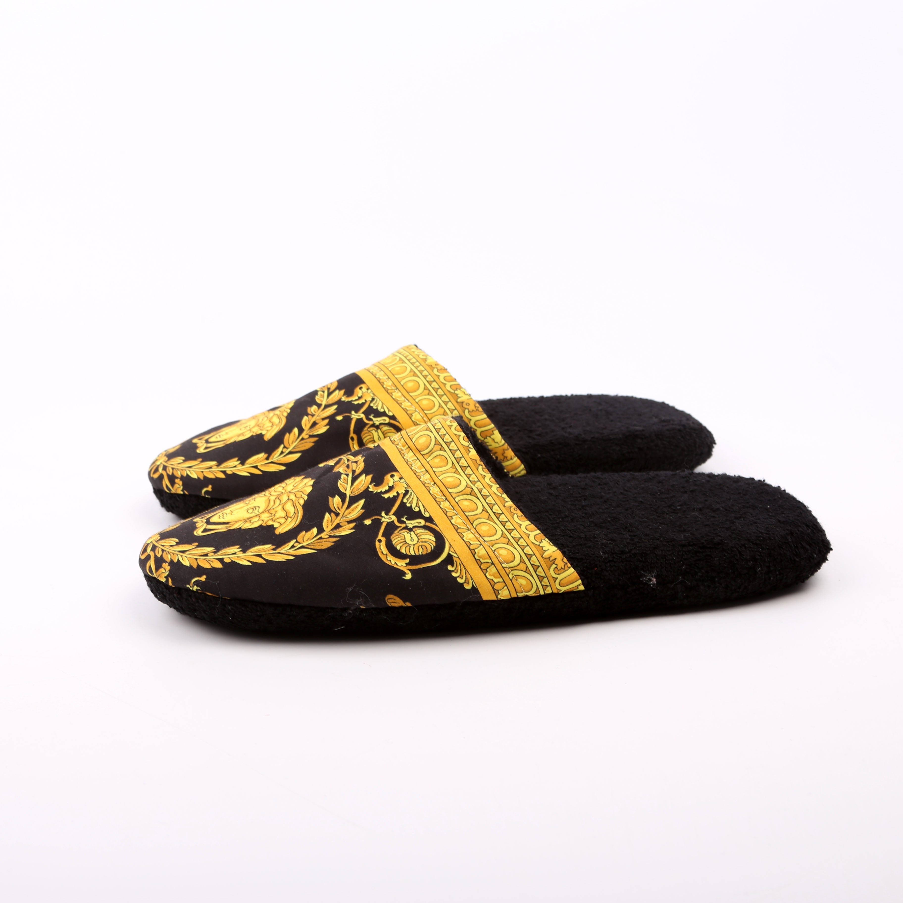 Barocco Slippers Size Large Black/Yellow