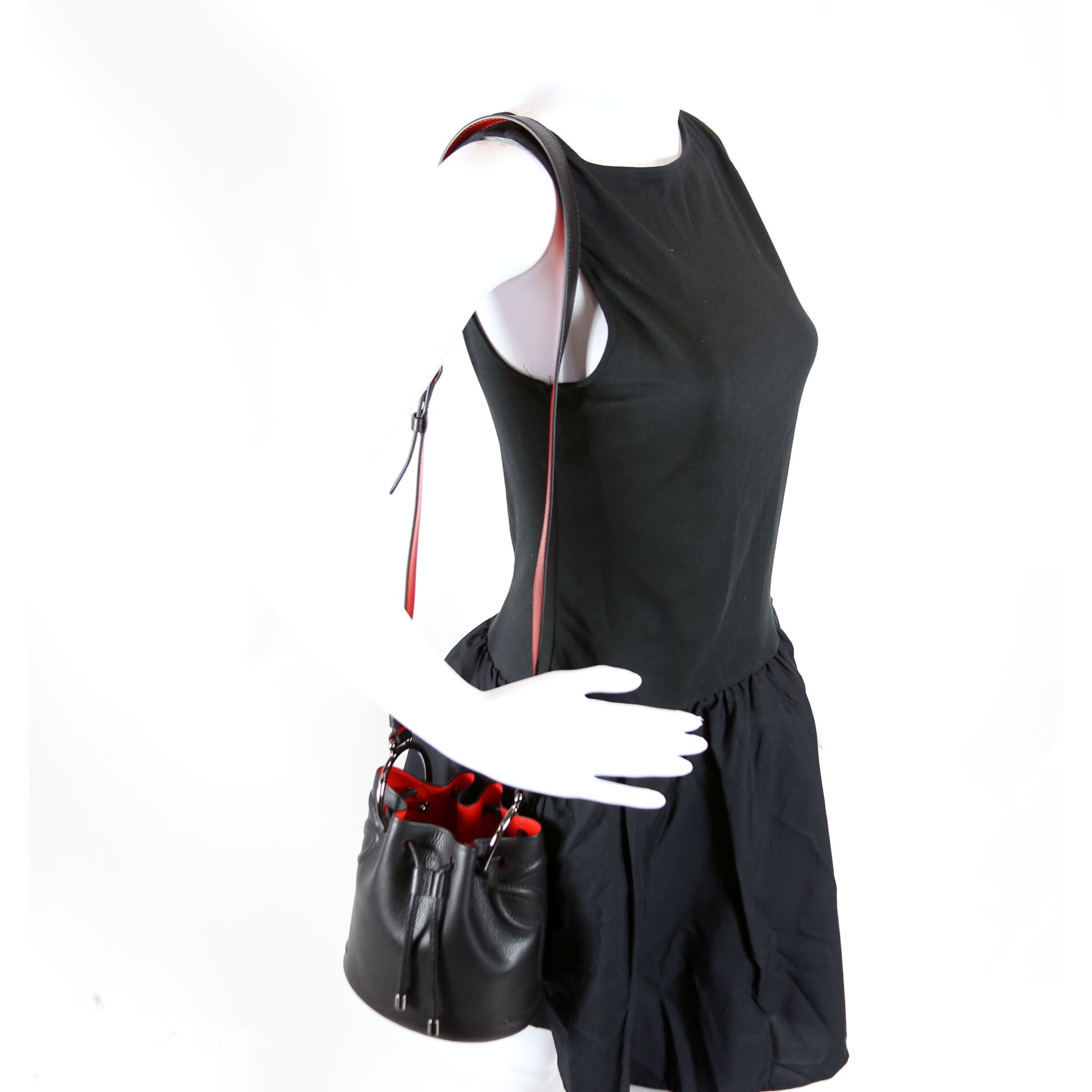 By My Side Embossed Logo Bucket Bag Black