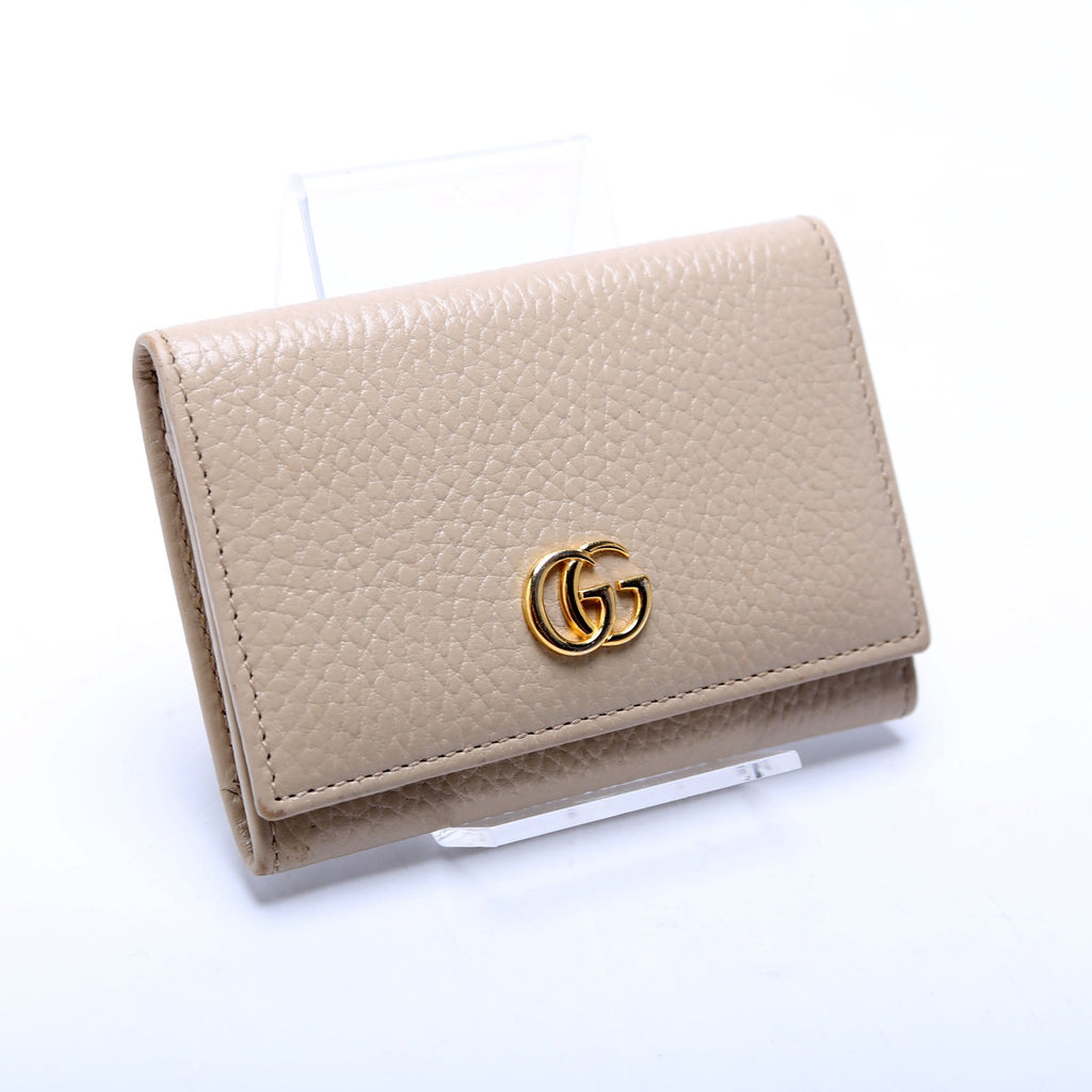 739525 GG Marmont Card Case Beige