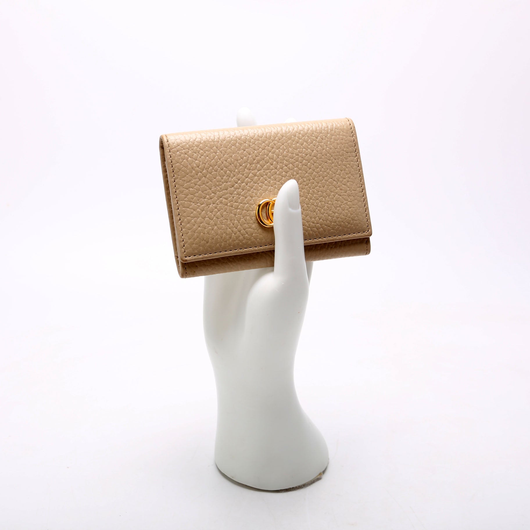 739525 GG Marmont Card Case Beige