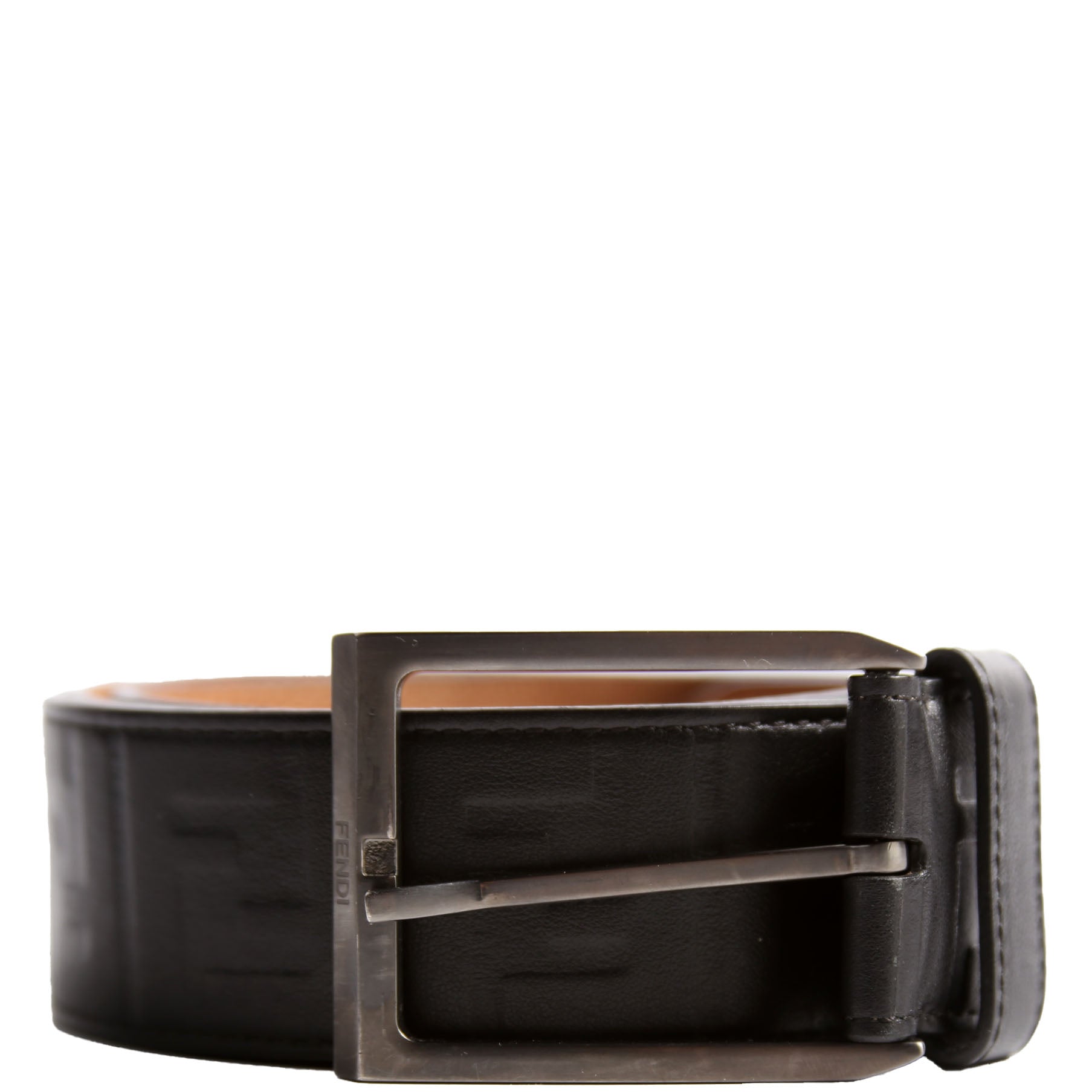 Fendi Square Buckle FF Leather Belt 45MM Size 115/56 Black